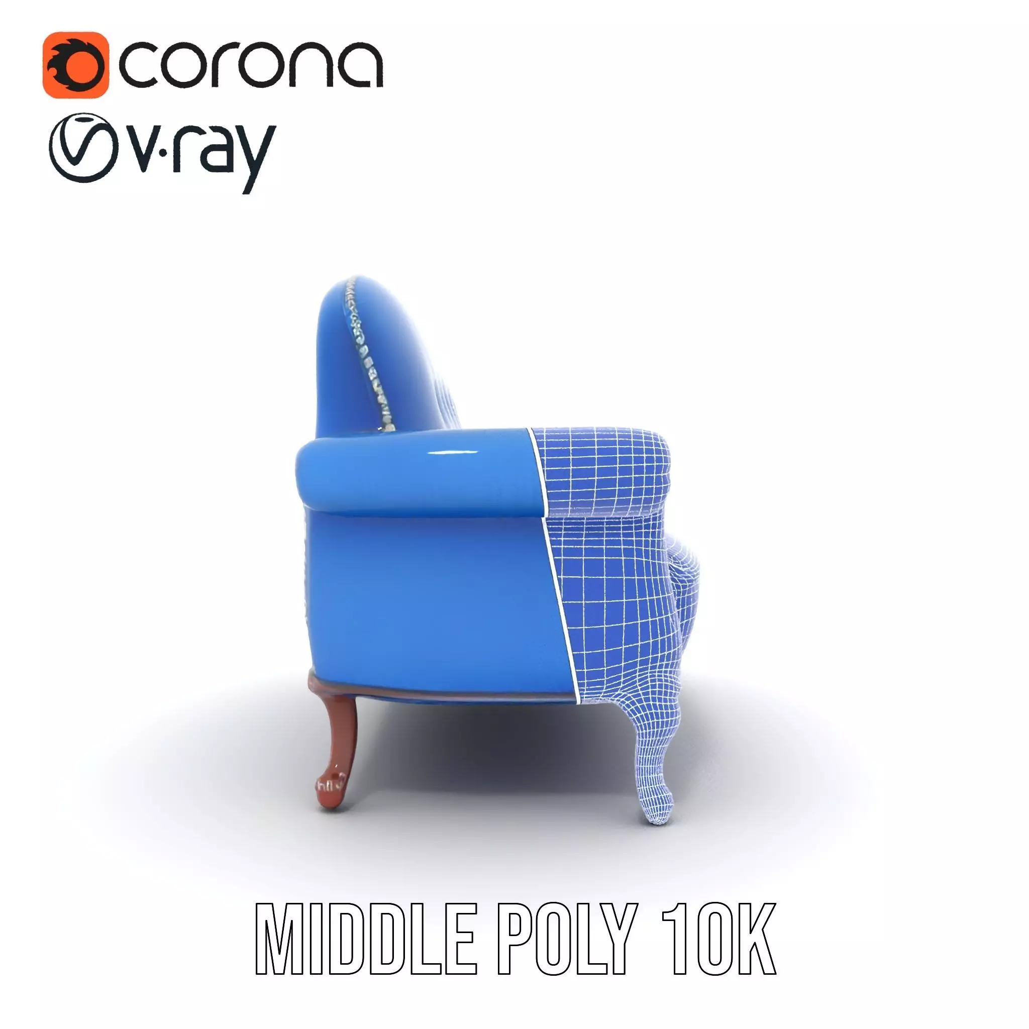 Elegant Blue Sofa model pack Low-poly 3D model_19
