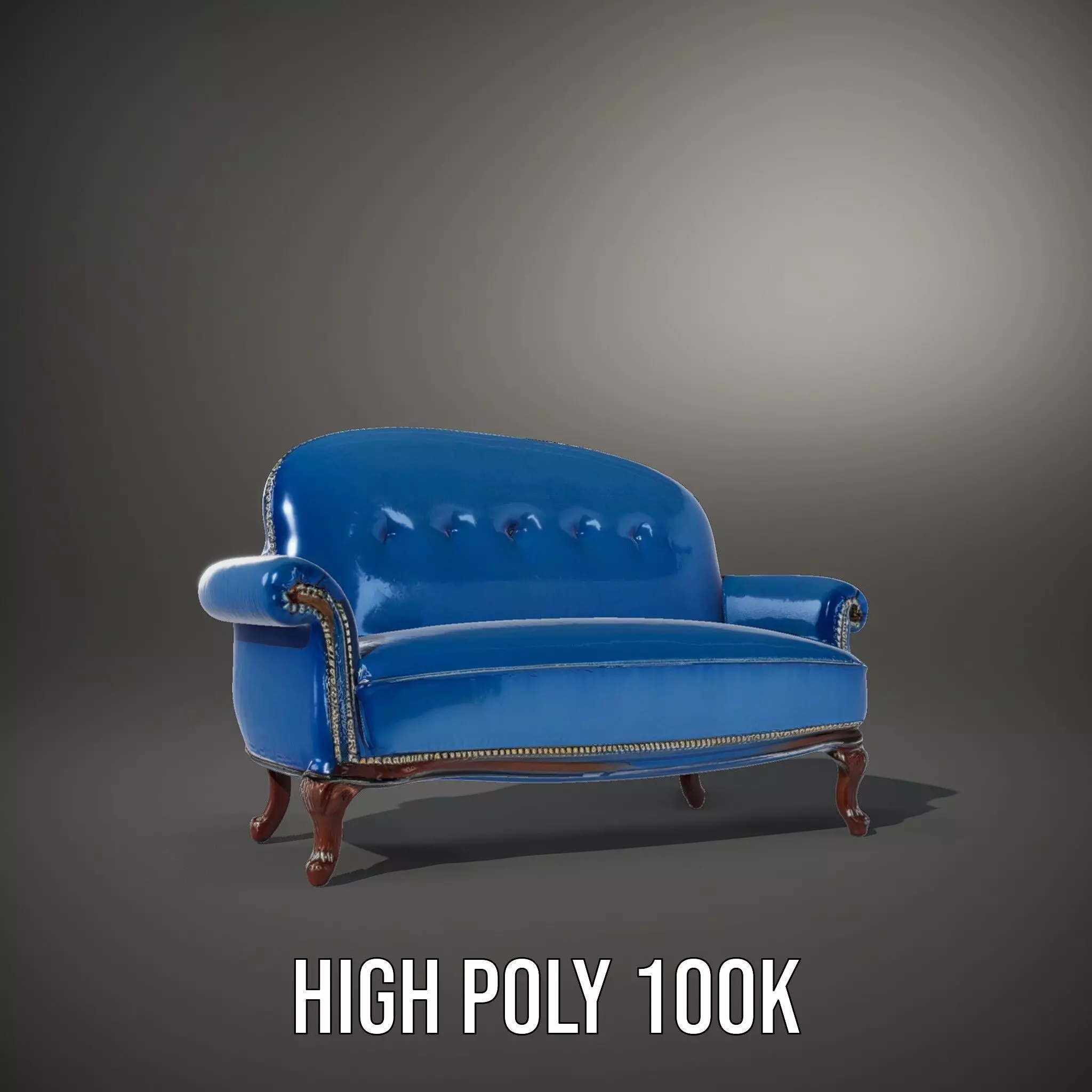 Elegant Blue Sofa model pack Low-poly 3D model_8