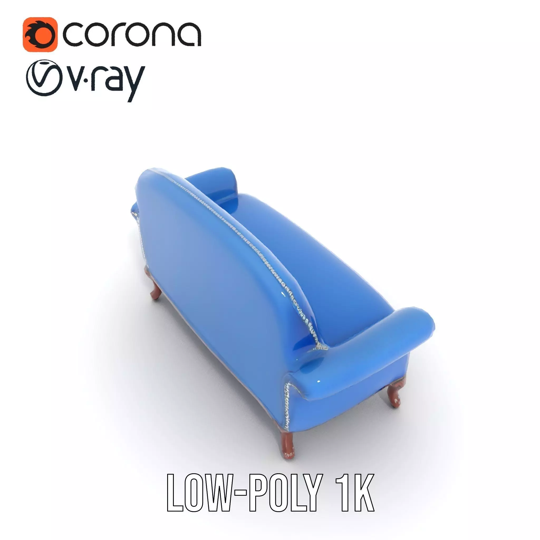 Elegant Blue Sofa model pack Low-poly 3D model_12
