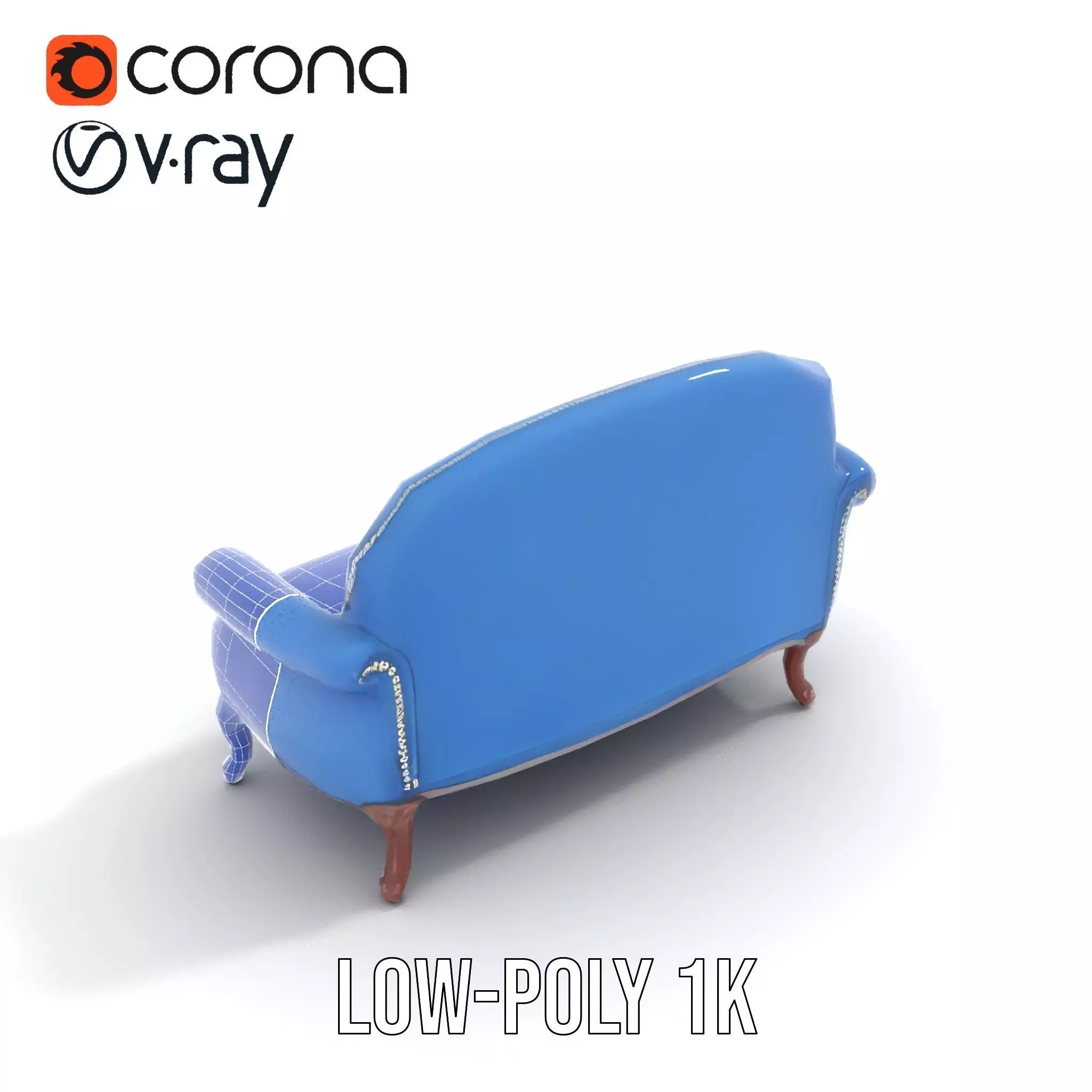 Elegant Blue Sofa model pack Low-poly 3D model_31
