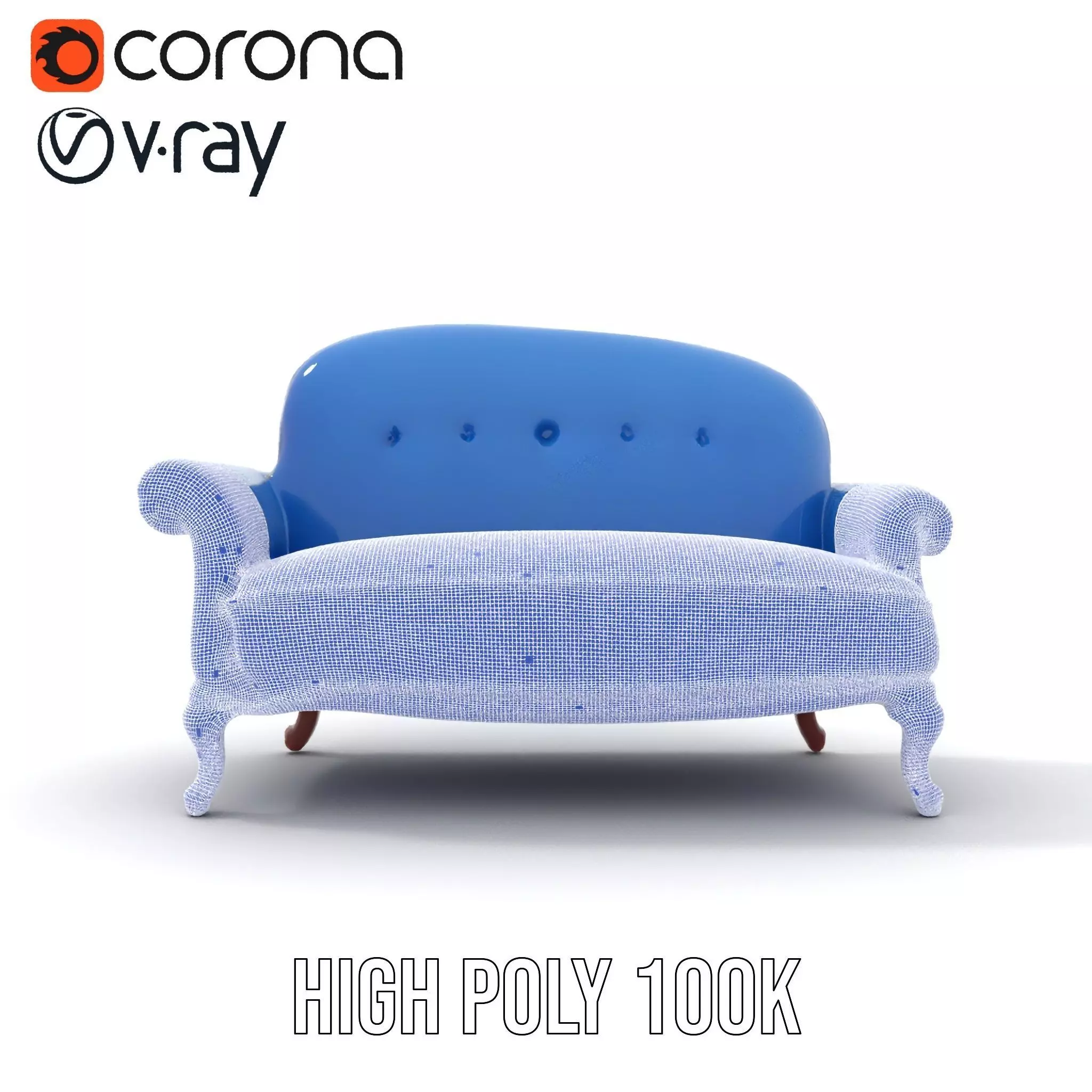 Elegant Blue Sofa model pack Low-poly 3D model_33