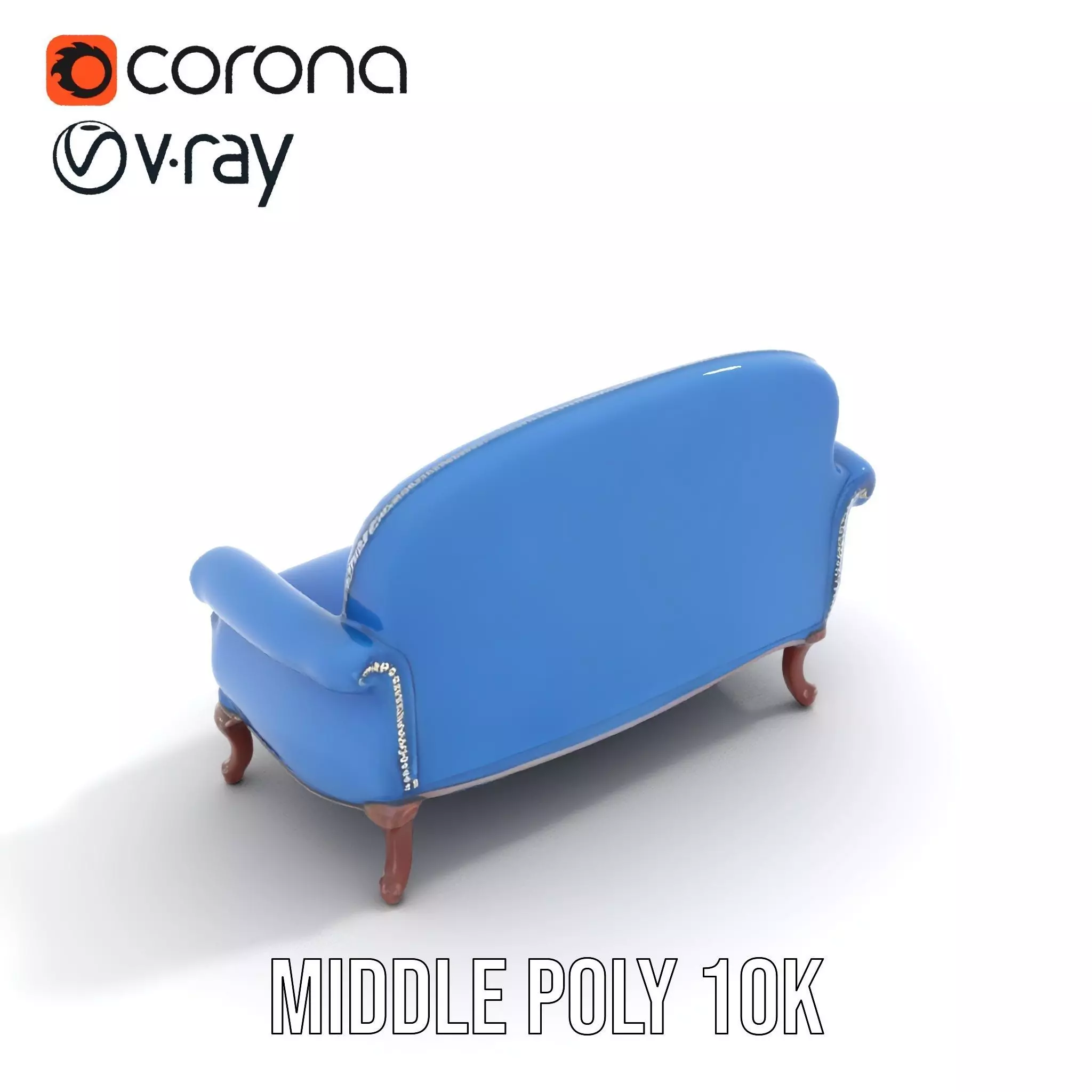 Elegant Blue Sofa model pack Low-poly 3D model_6