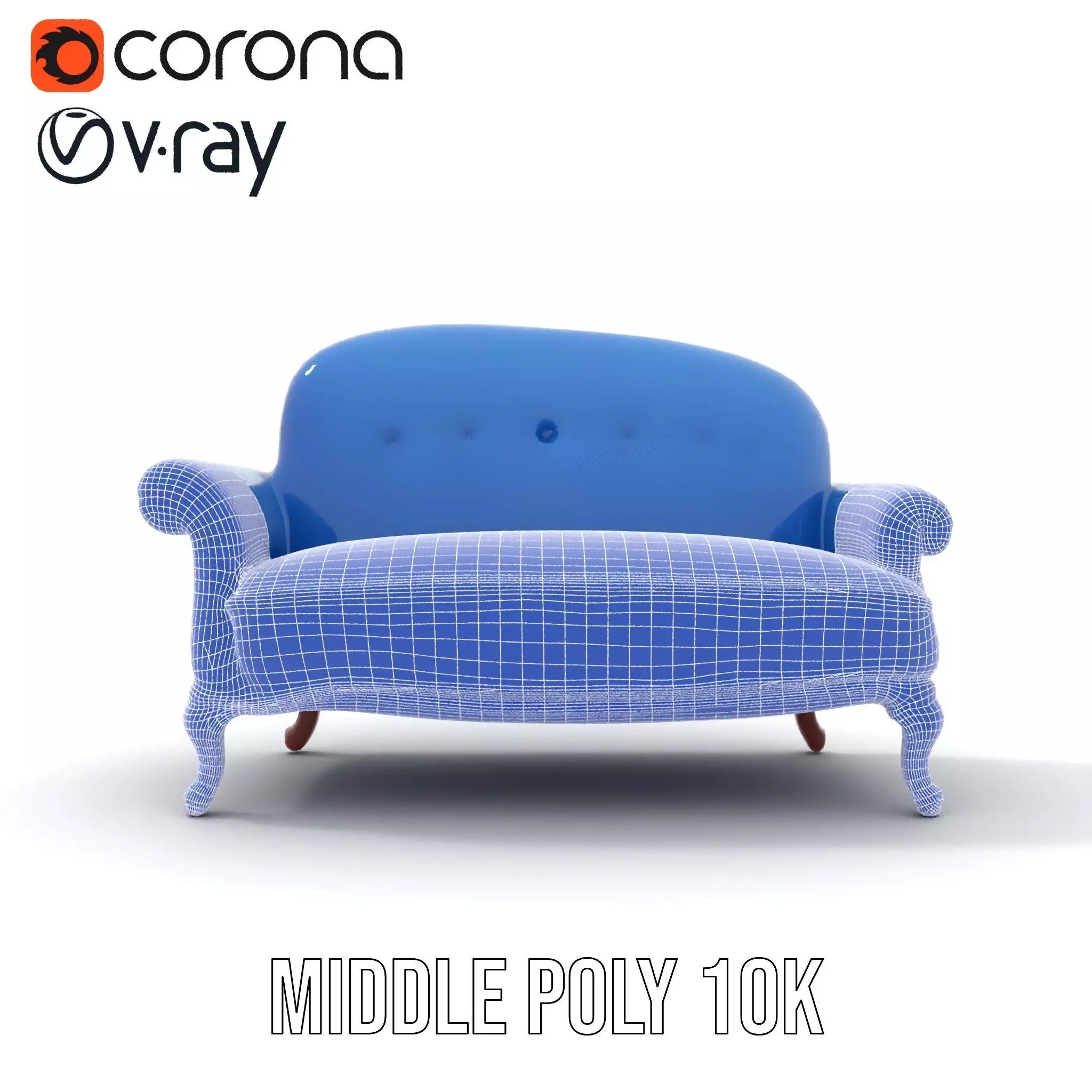 Elegant Blue Sofa model pack Low-poly 3D model_25