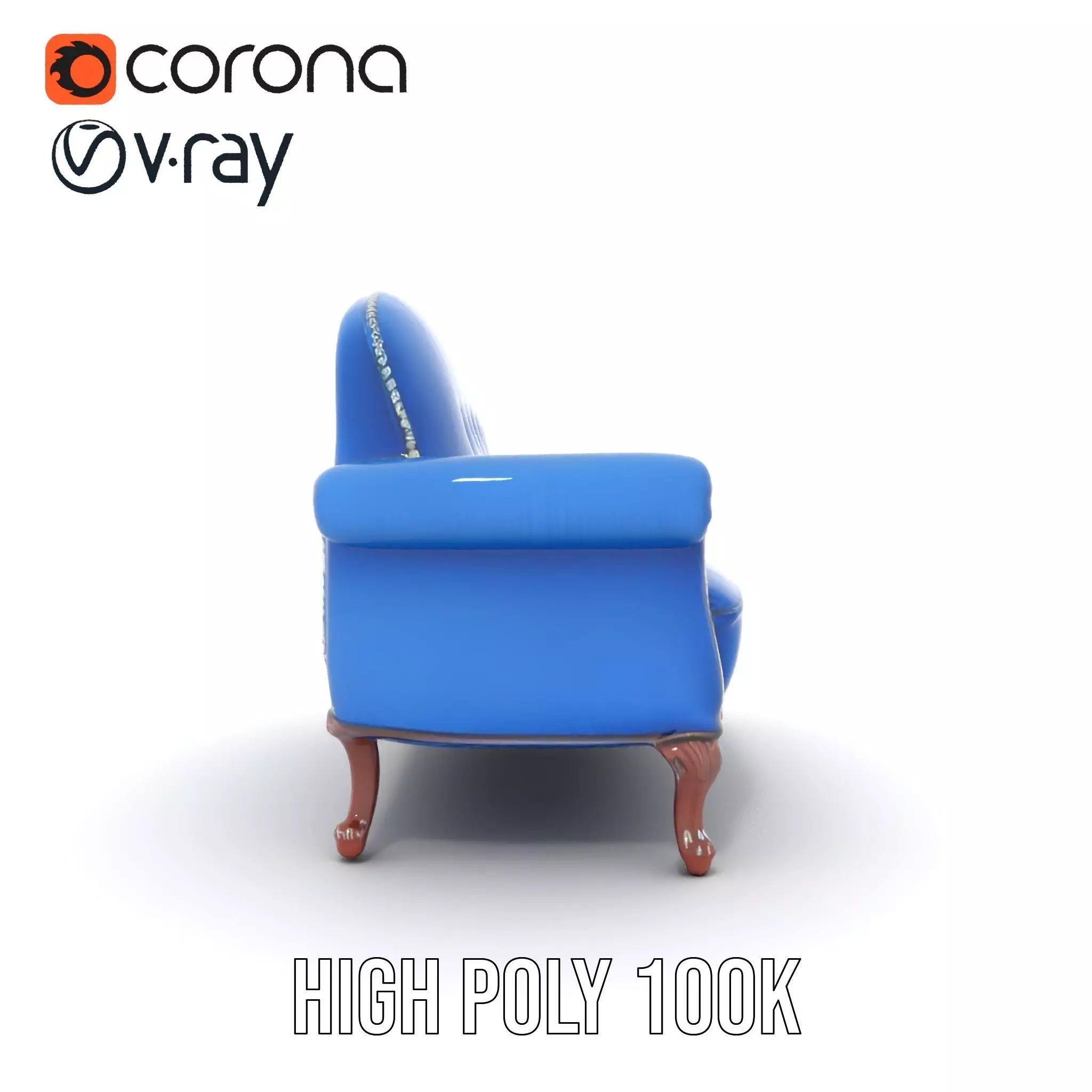 Elegant Blue Sofa model pack Low-poly 3D model_18