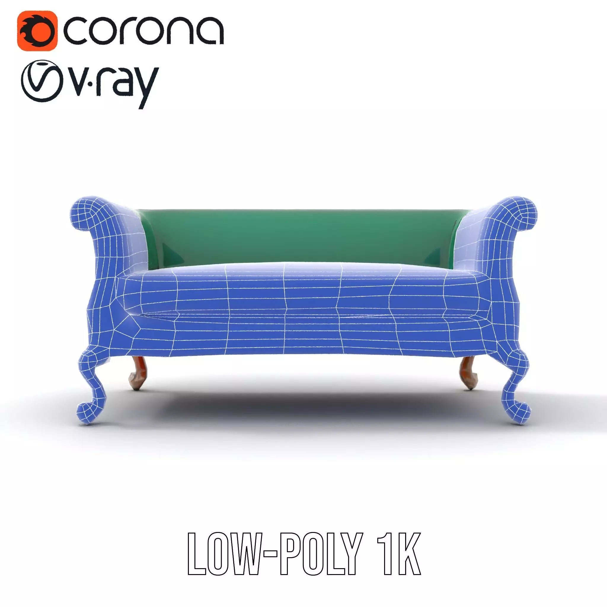 Elegant Emerald Sofa model pack Low-poly 3D model_27
