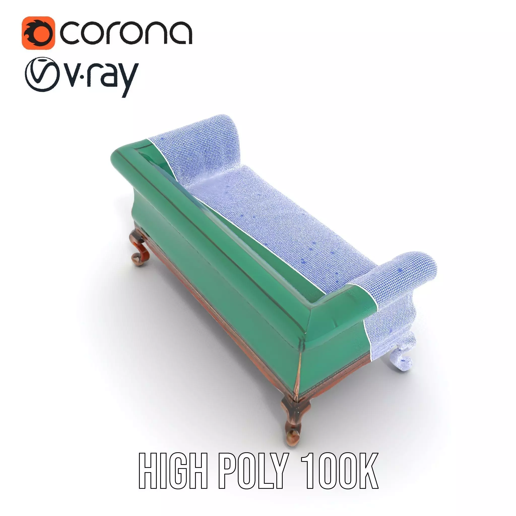 Elegant Emerald Sofa model pack Low-poly 3D model_32