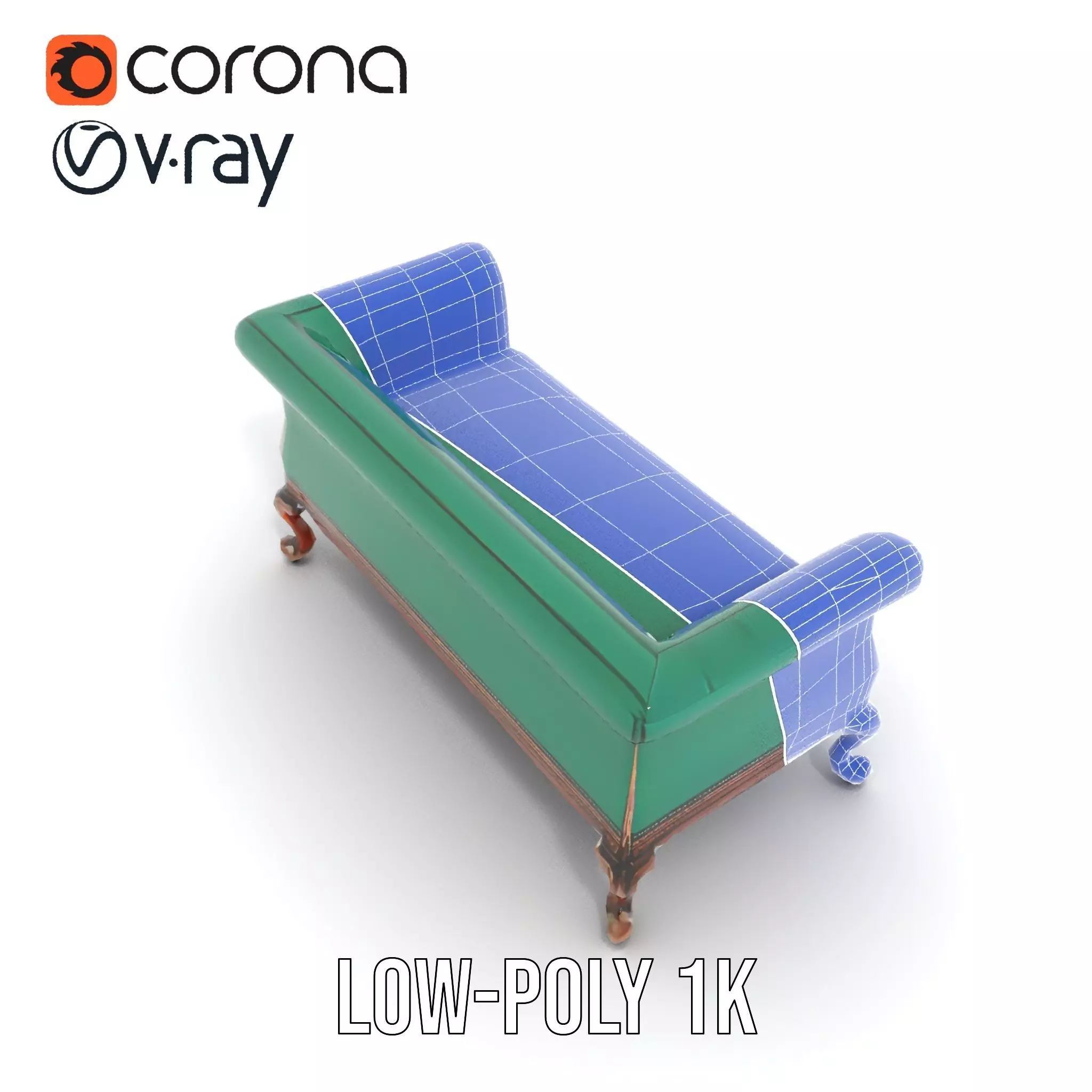 Elegant Emerald Sofa model pack Low-poly 3D model_19