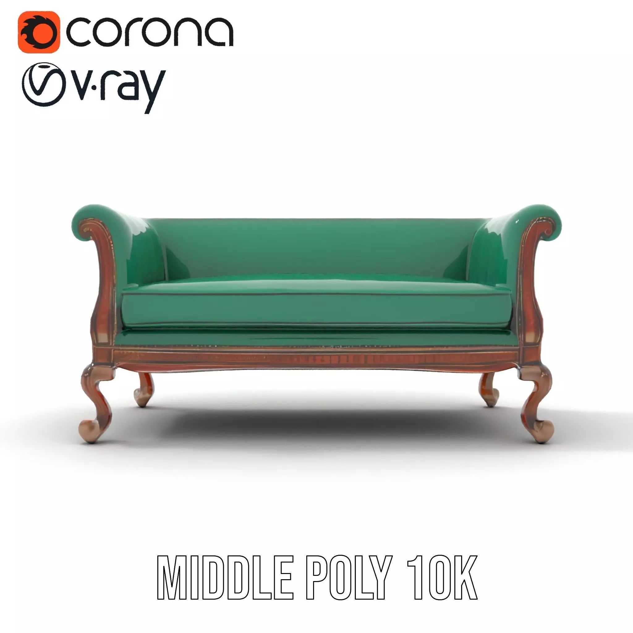 Elegant Emerald Sofa model pack Low-poly 3D model_6