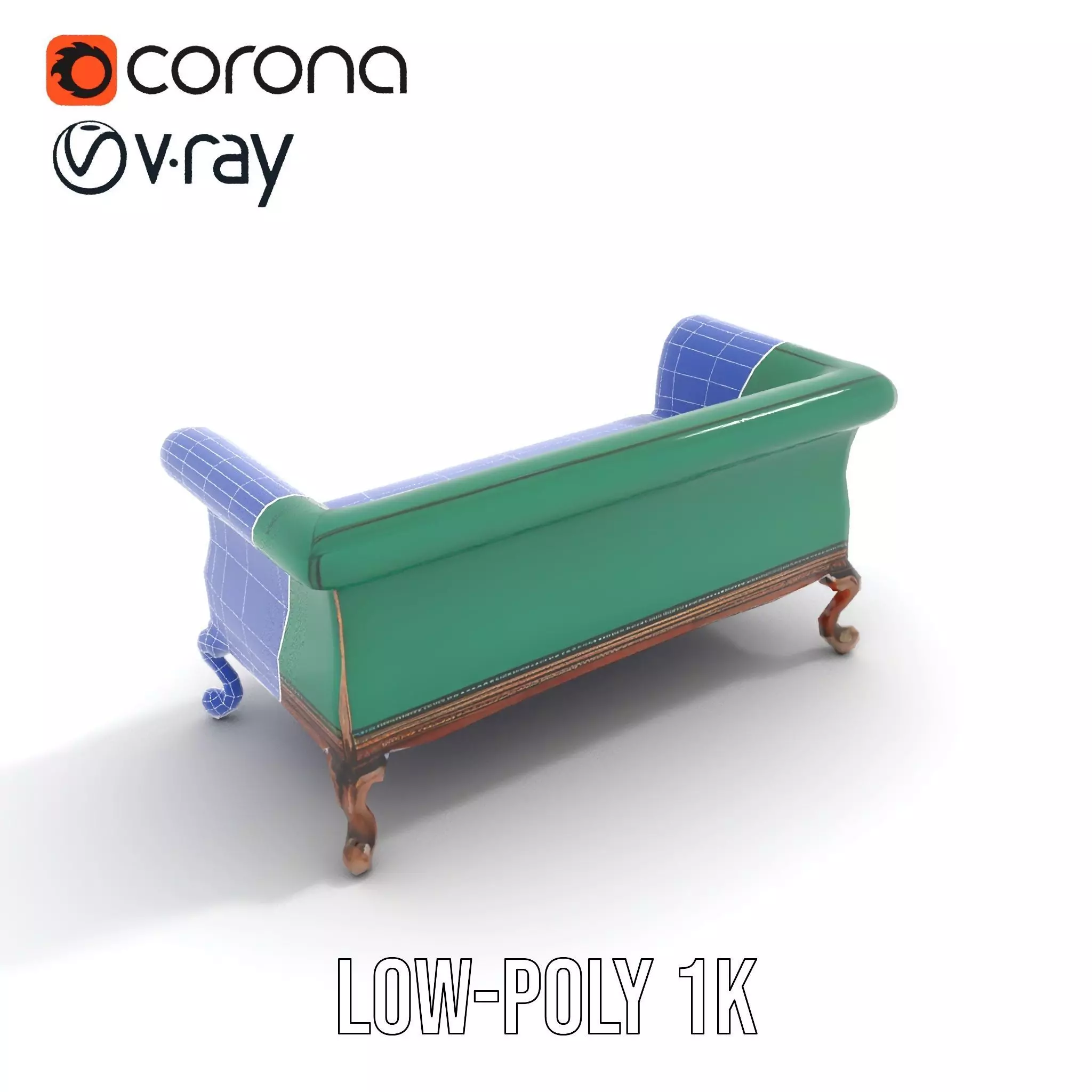 Elegant Emerald Sofa model pack Low-poly 3D model_22