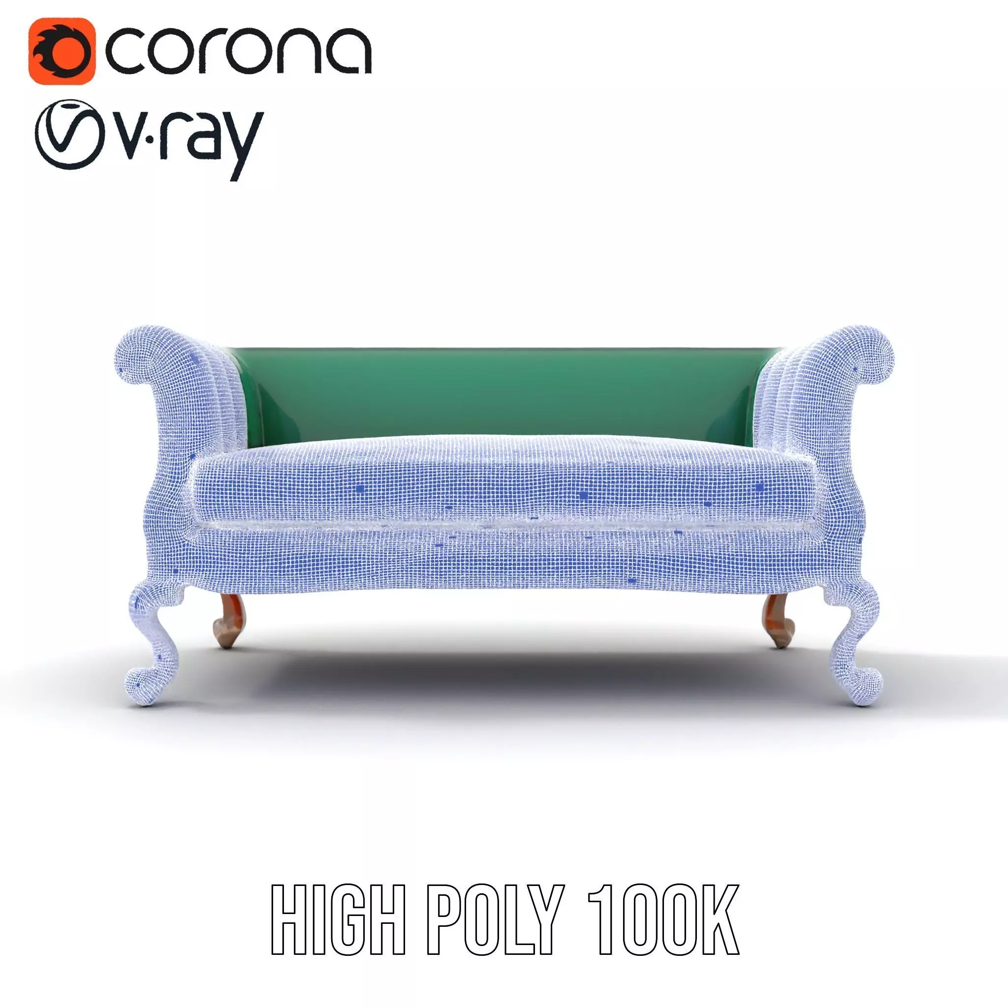 Elegant Emerald Sofa model pack Low-poly 3D model_33