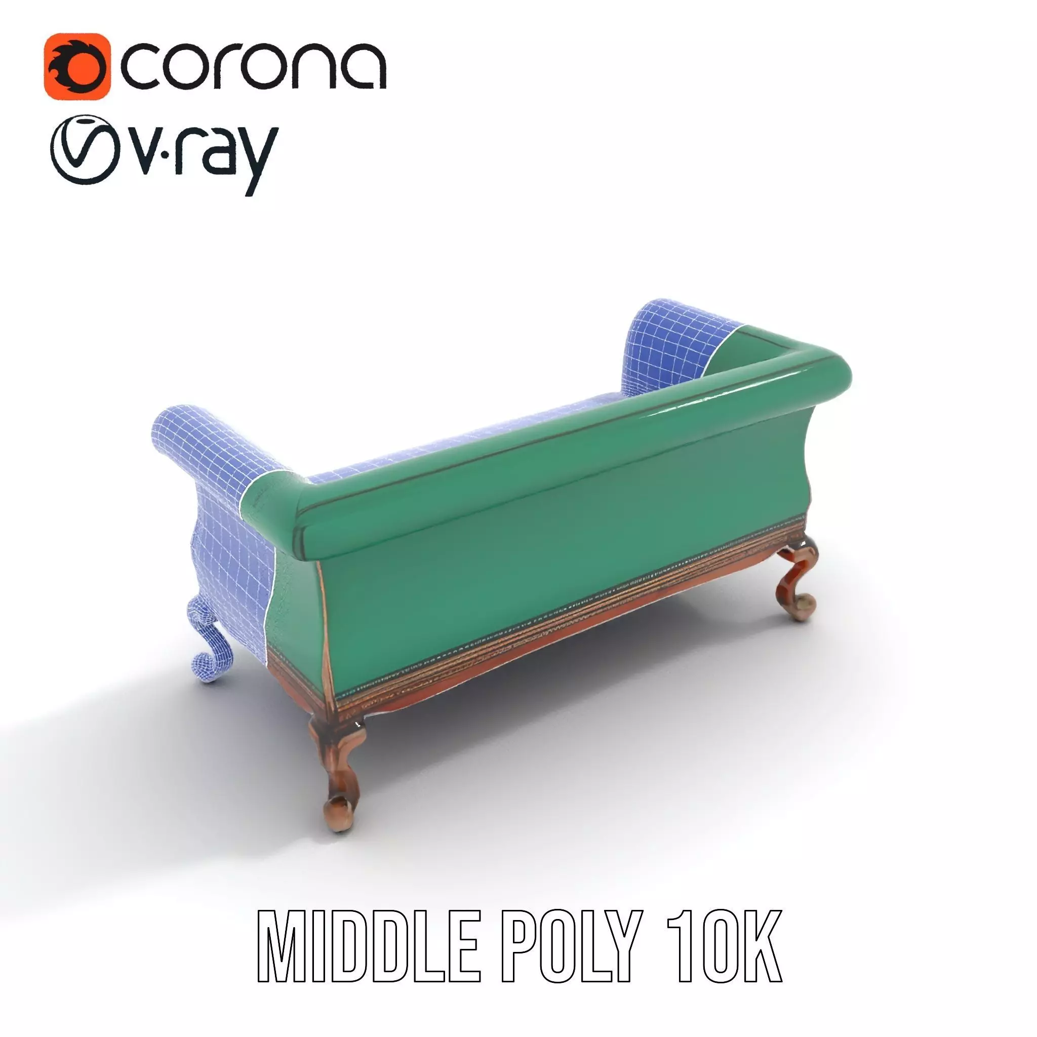 Elegant Emerald Sofa model pack Low-poly 3D model_15
