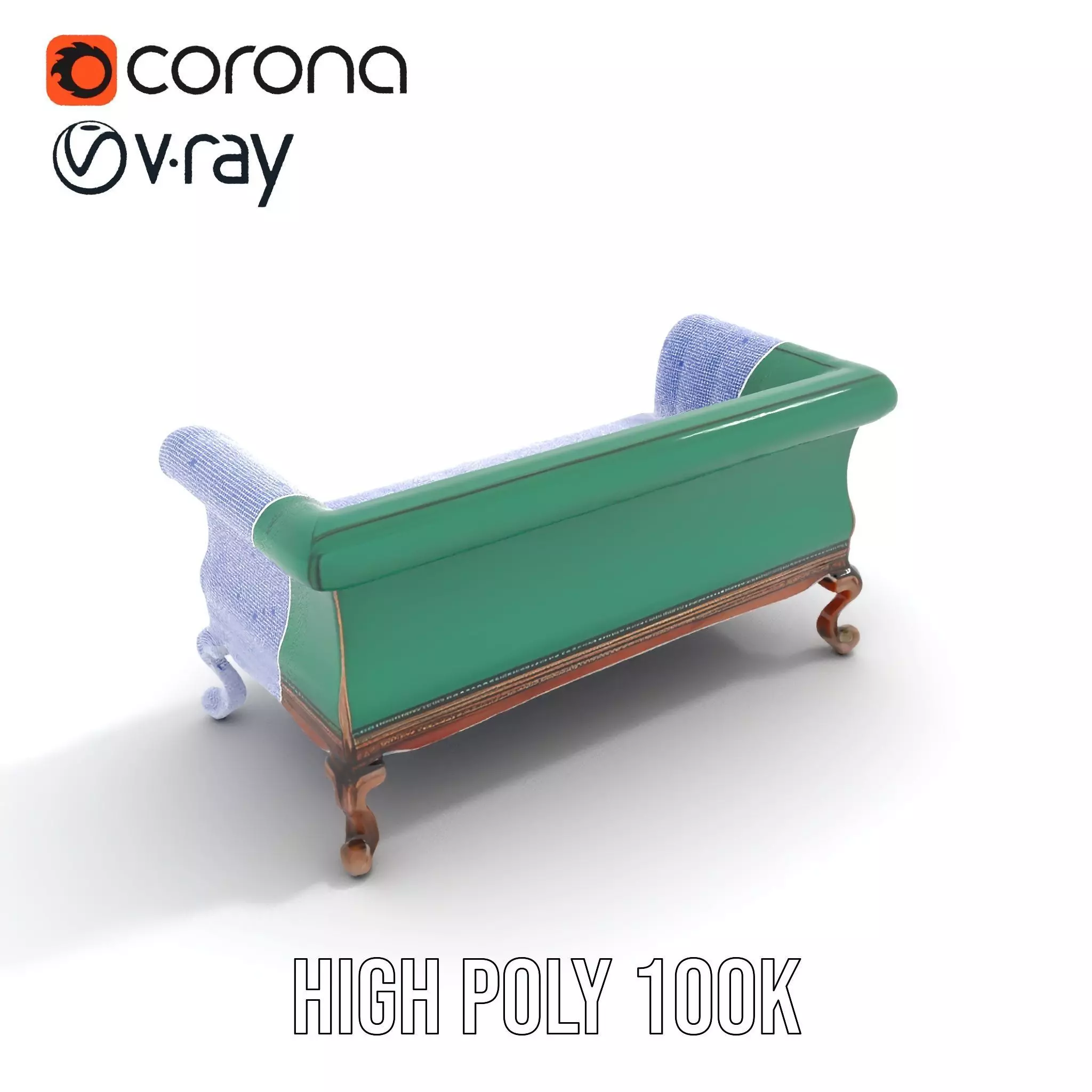 Elegant Emerald Sofa model pack Low-poly 3D model_17