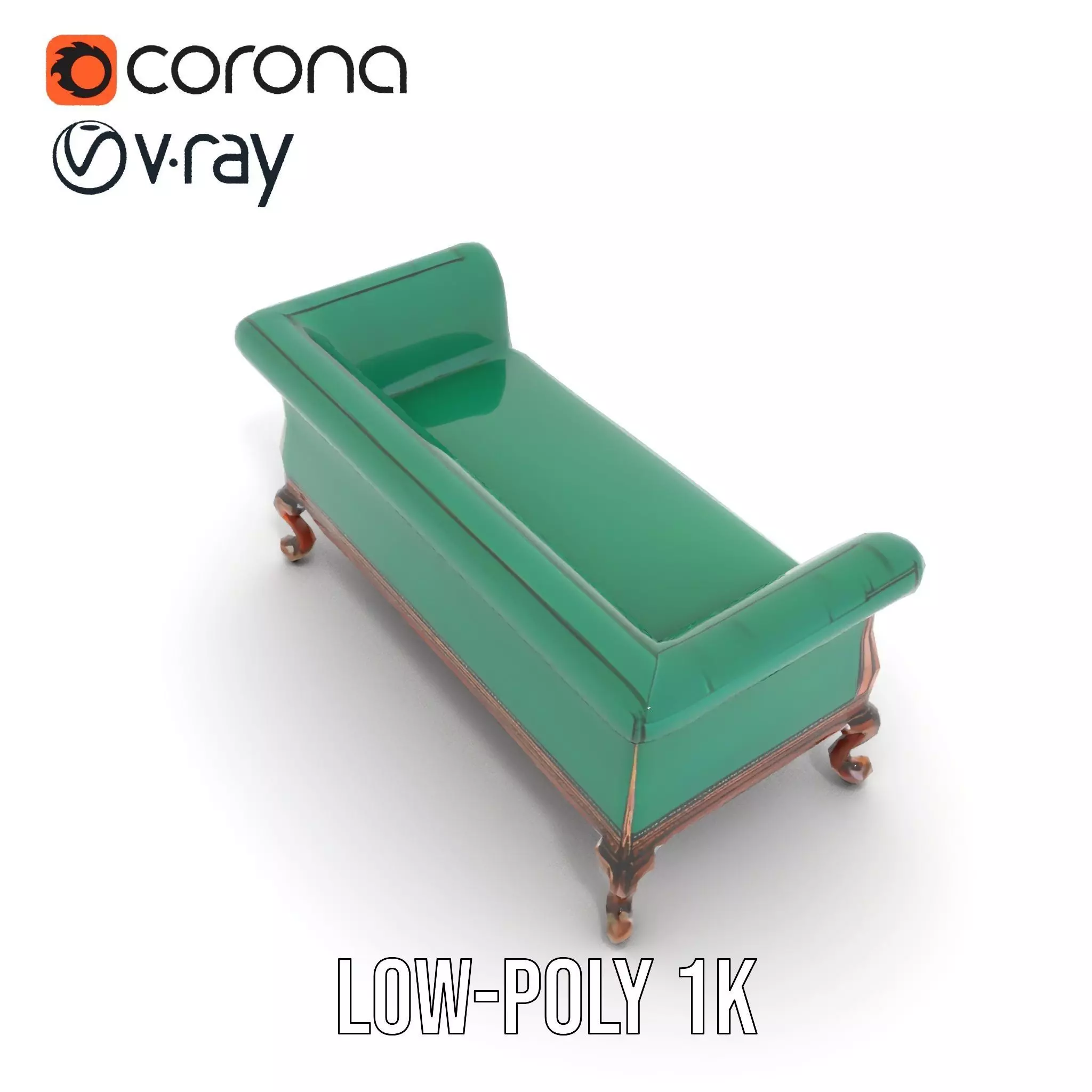 Elegant Emerald Sofa model pack Low-poly 3D model_12