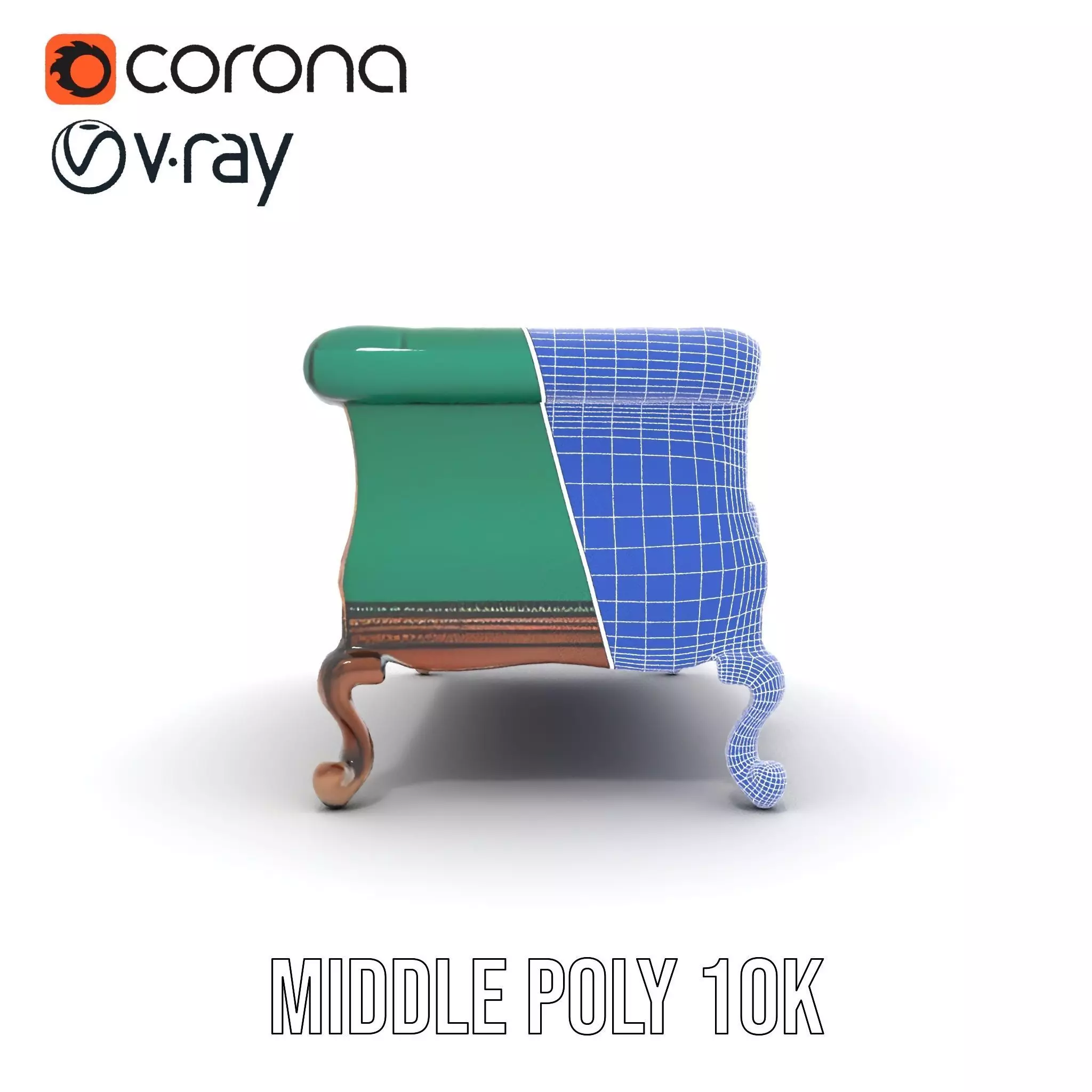 Elegant Emerald Sofa model pack Low-poly 3D model_29