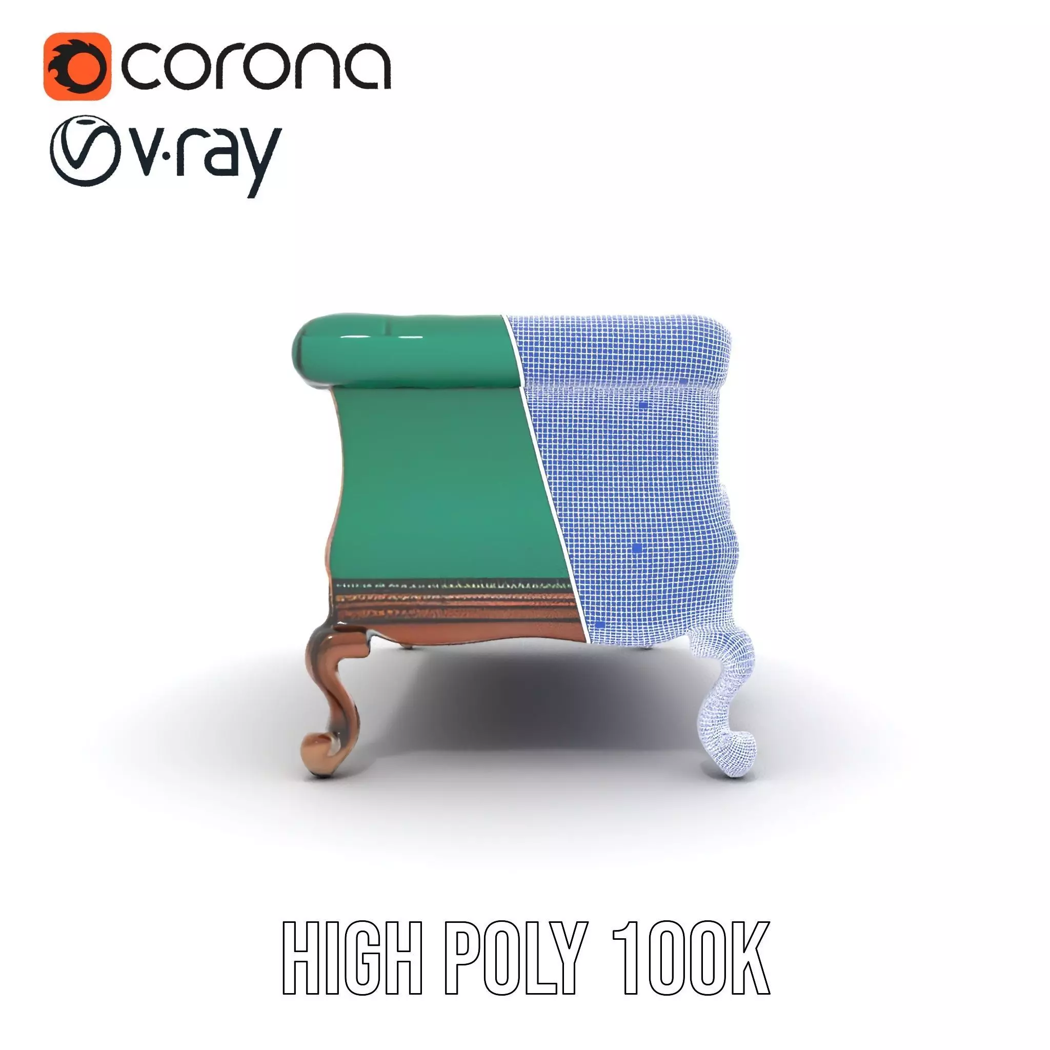 Elegant Emerald Sofa model pack Low-poly 3D model_34