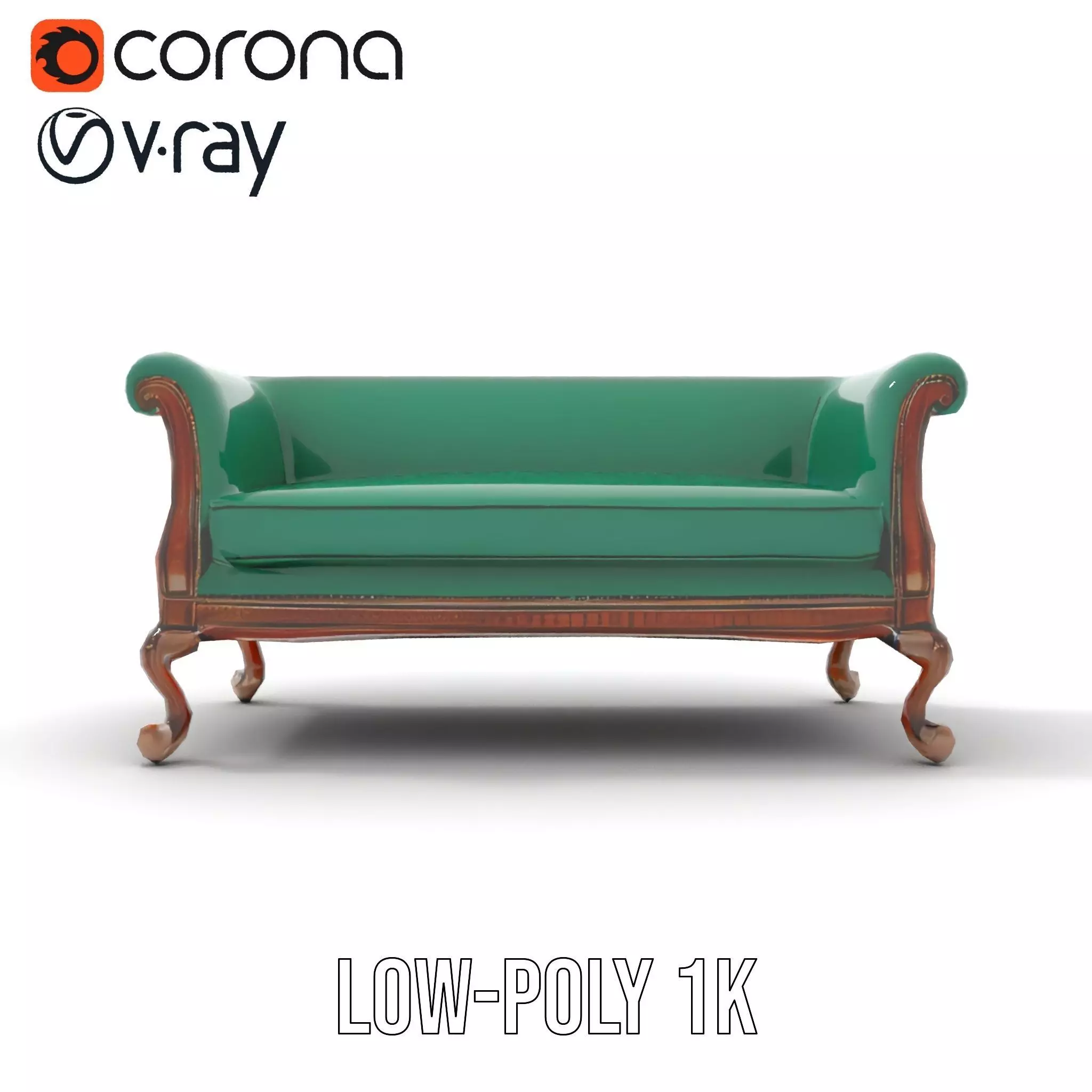 Elegant Emerald Sofa model pack Low-poly 3D model_16