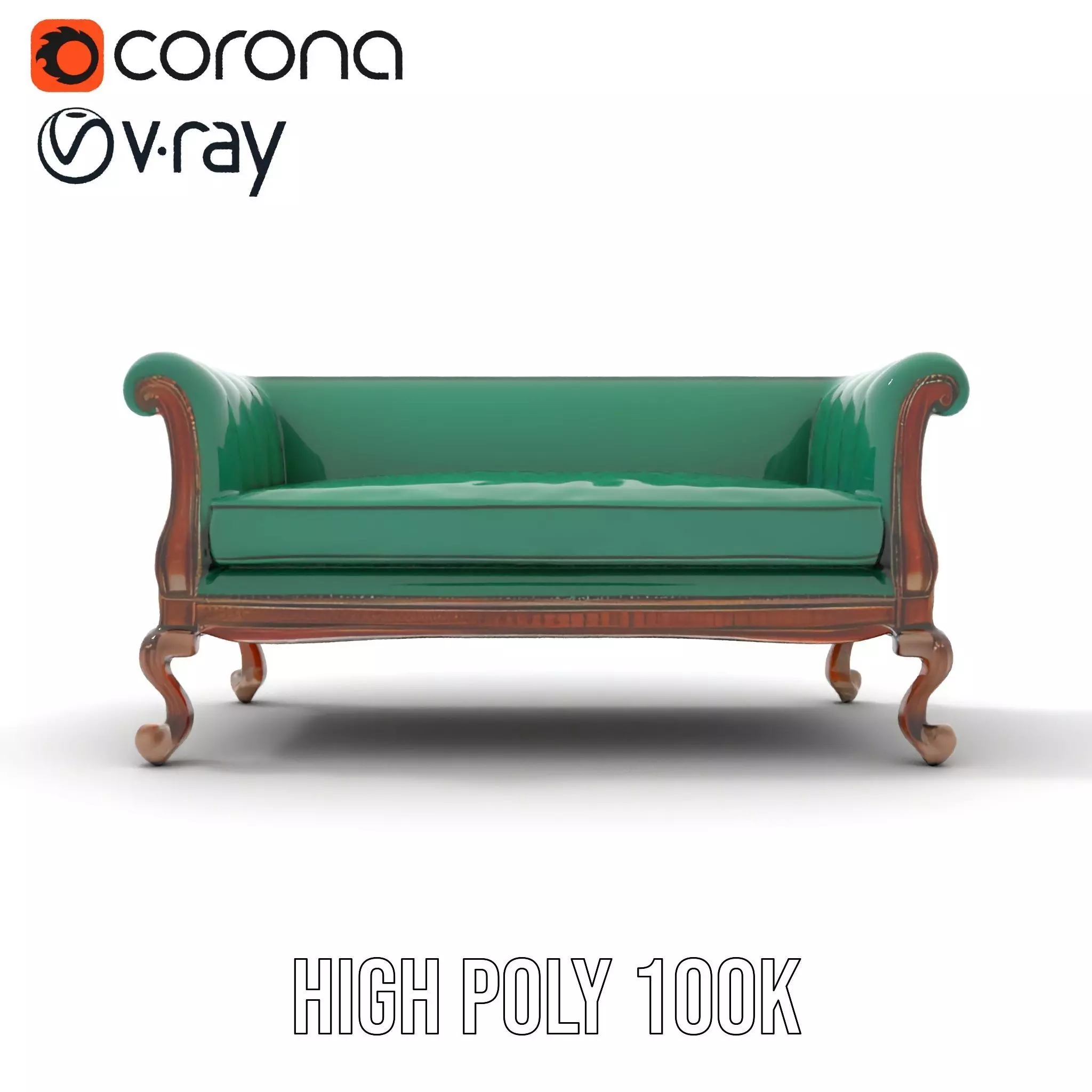 Elegant Emerald Sofa model pack Low-poly 3D model_20