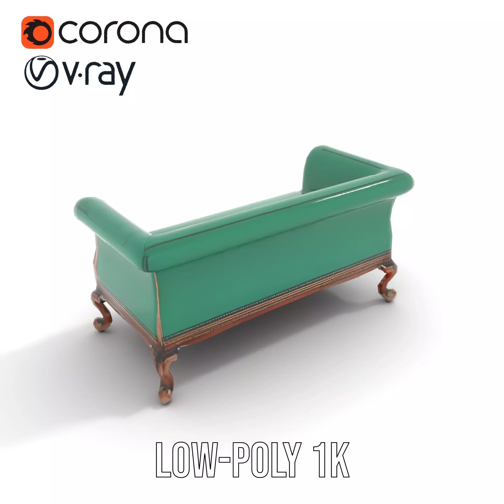 Elegant Emerald Sofa model pack Low-poly 3D model_7