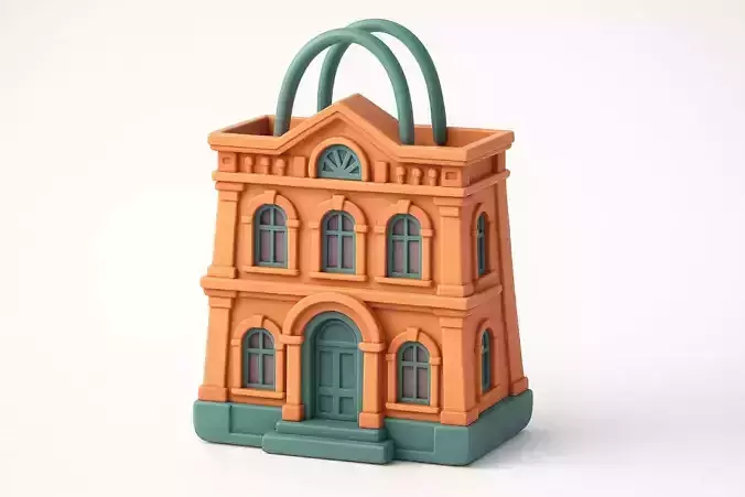 3D Shopping Mall Bag Architecture Black Friday