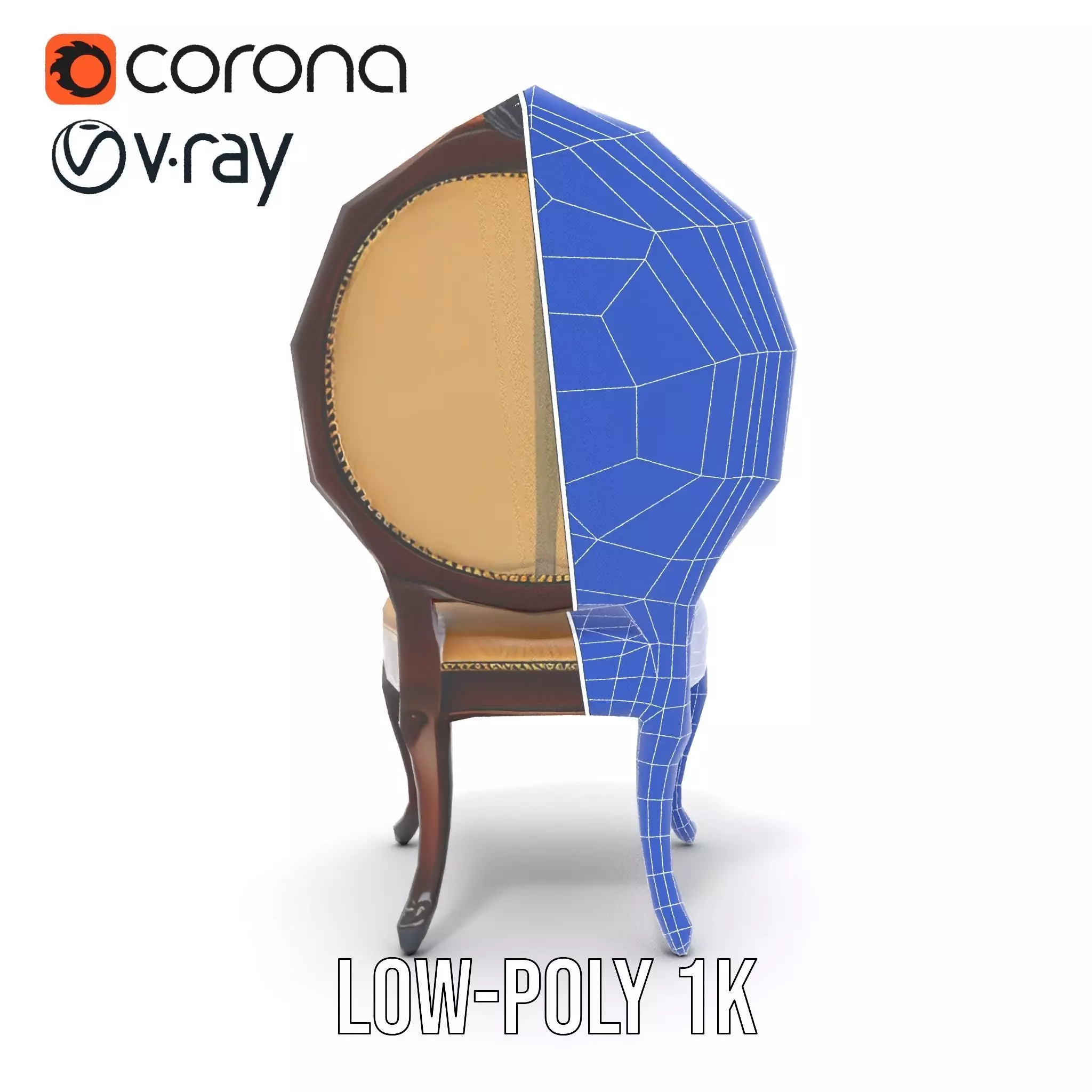 Regal Walnut Chair model pack Low-poly 3D model_28