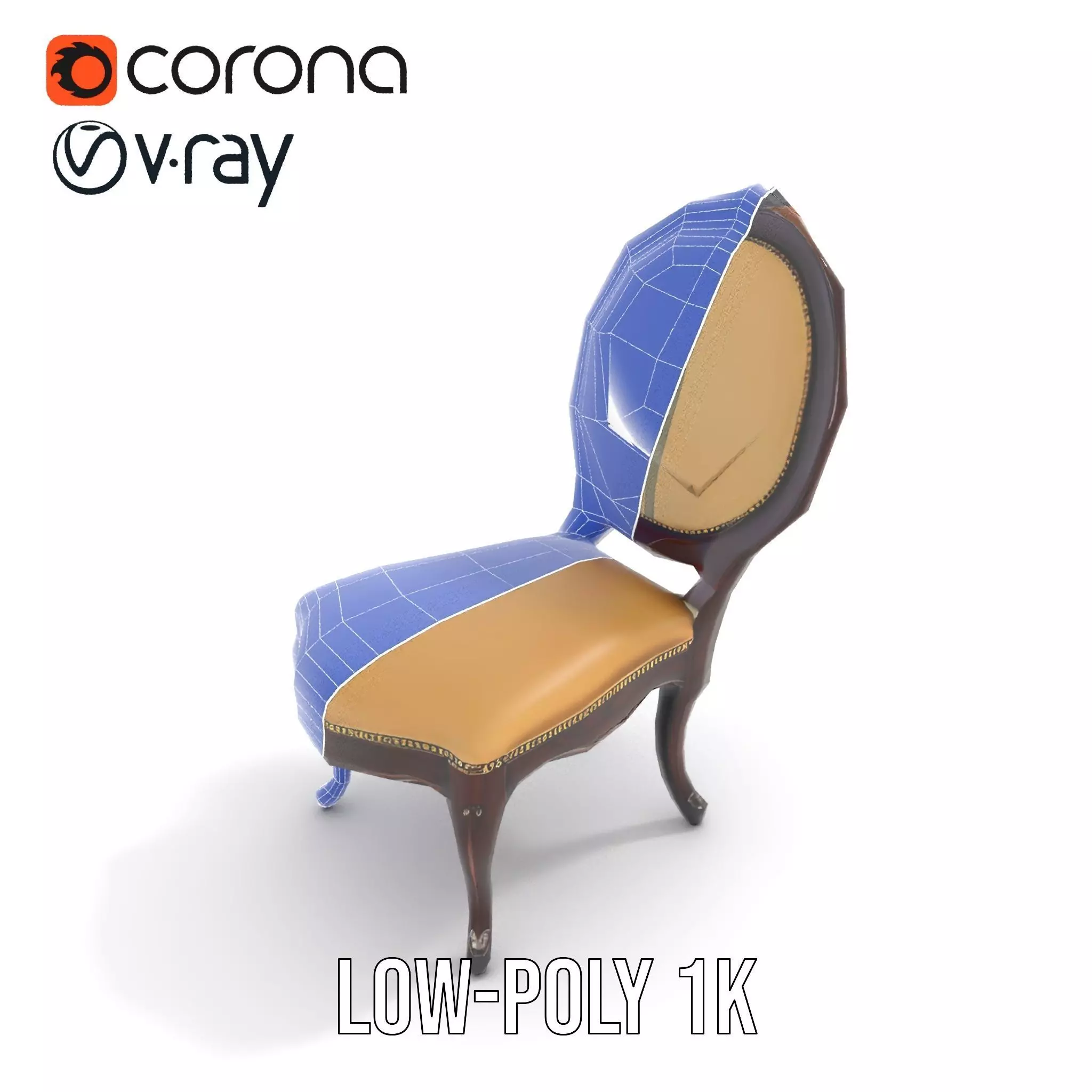 Regal Walnut Chair model pack Low-poly 3D model_25