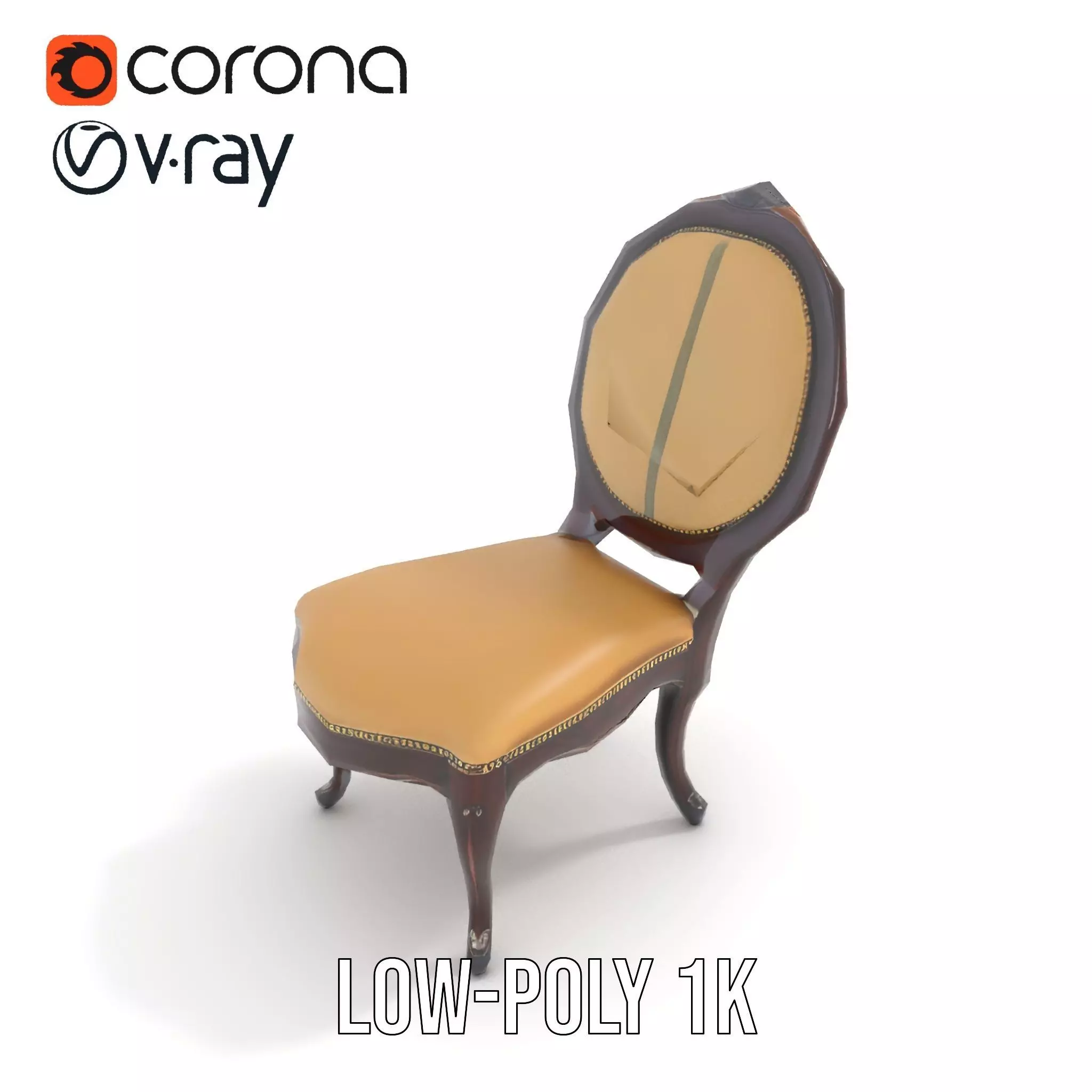 Regal Walnut Chair model pack Low-poly 3D model_7