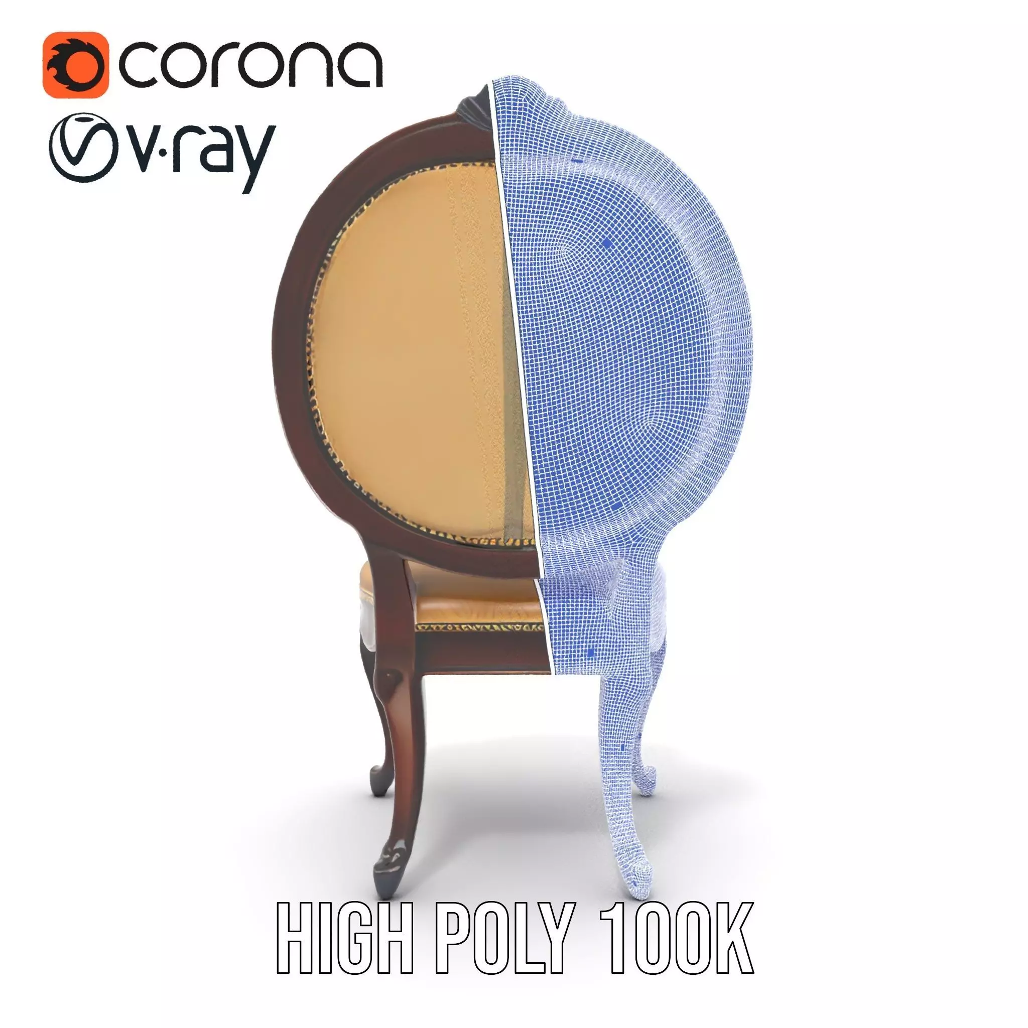 Regal Walnut Chair model pack Low-poly 3D model_34