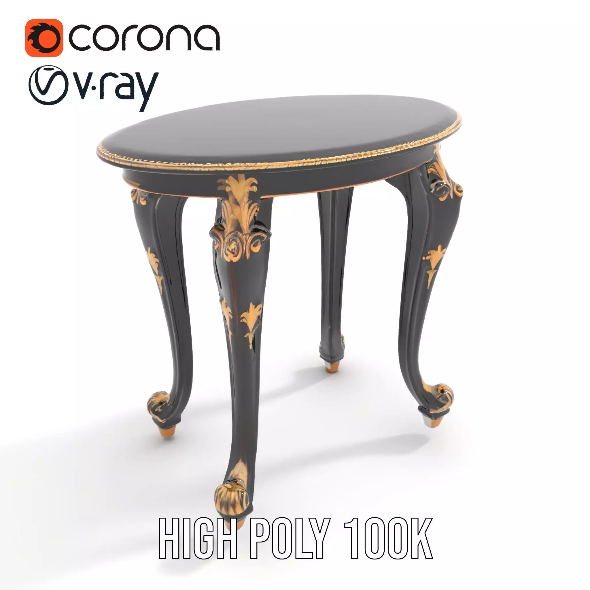 Elegant Black Mahogany Table model pack Low-poly 3D model_17
