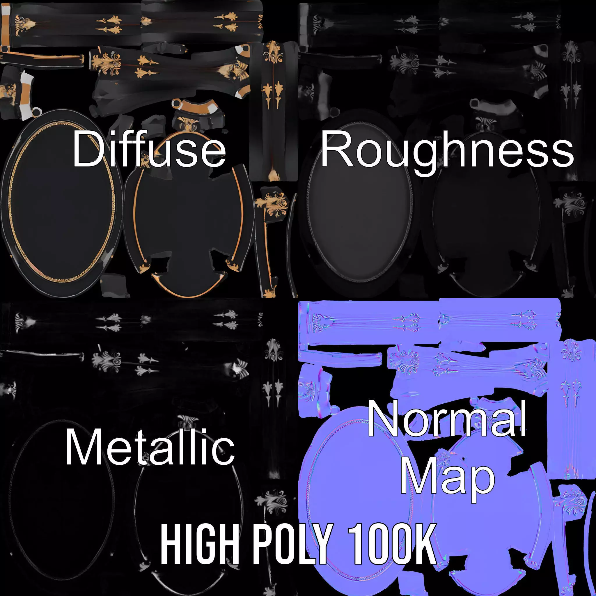 Elegant Black Mahogany Table model pack Low-poly 3D model_3