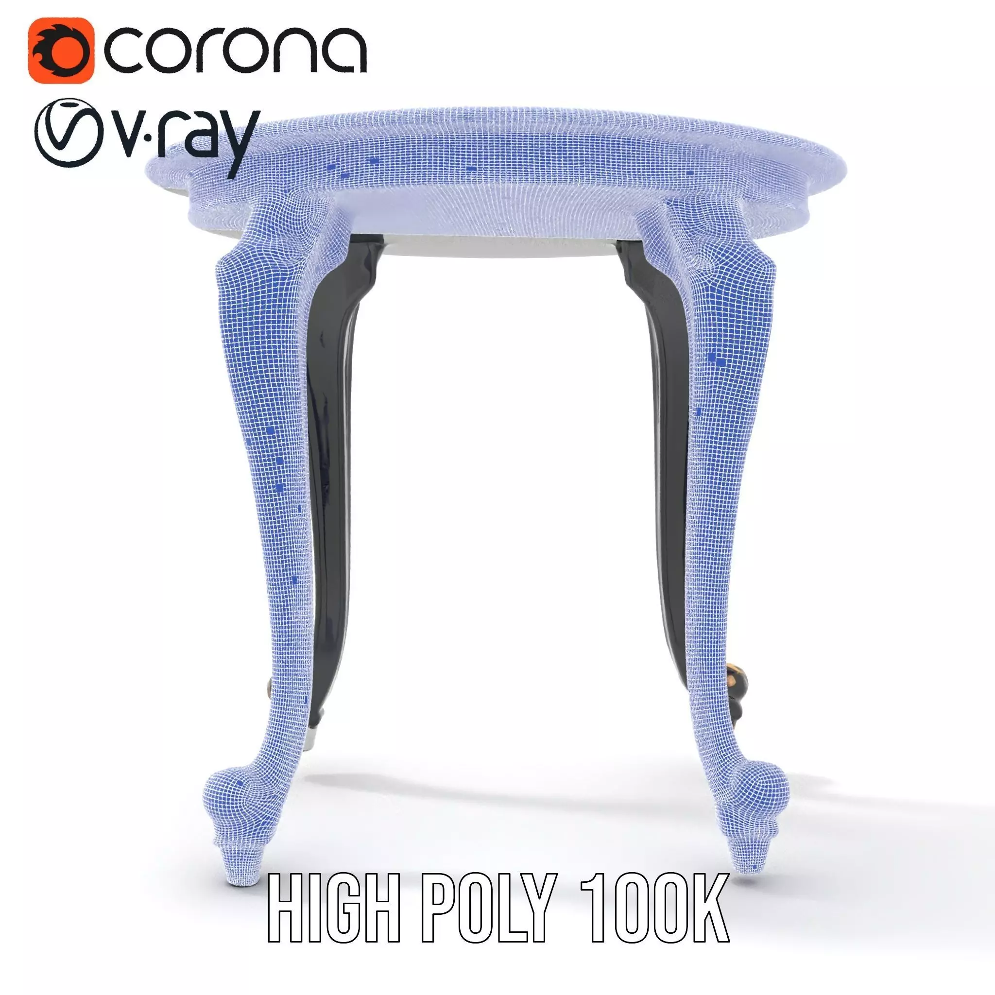 Elegant Black Mahogany Table model pack Low-poly 3D model_34