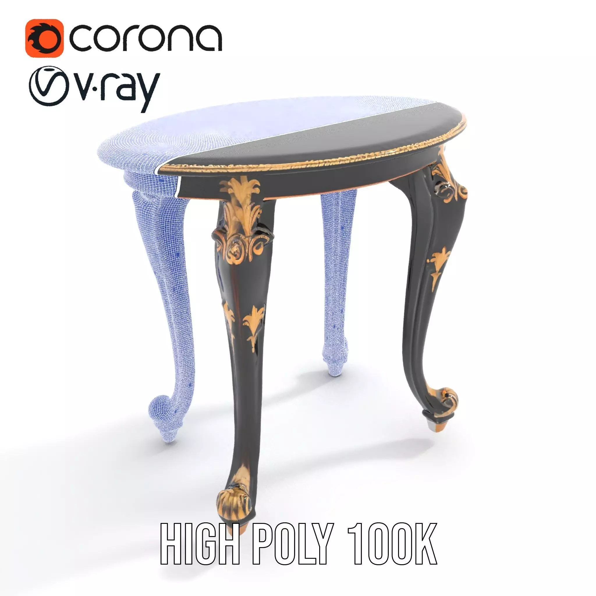 Elegant Black Mahogany Table model pack Low-poly 3D model_28