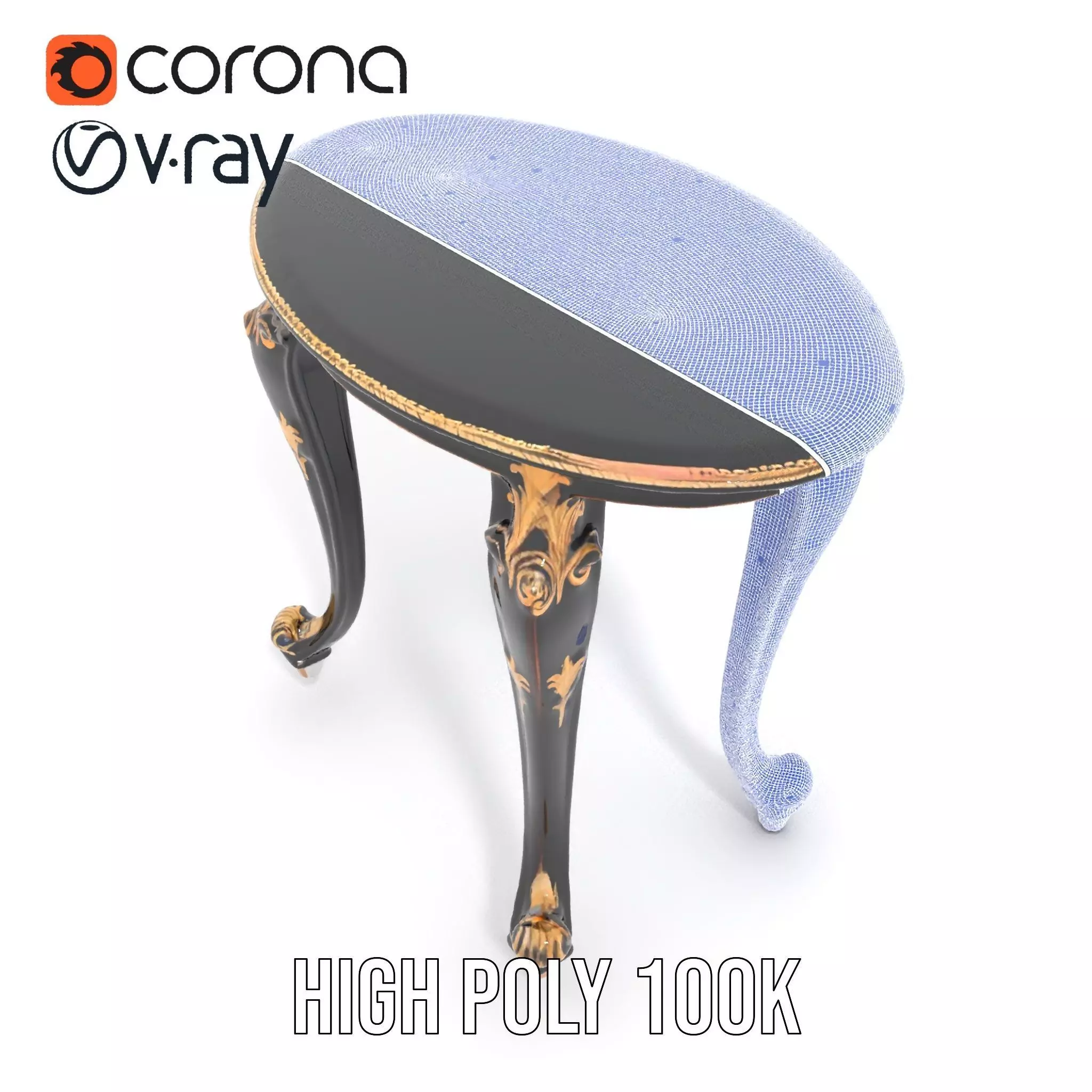 Elegant Black Mahogany Table model pack Low-poly 3D model_31
