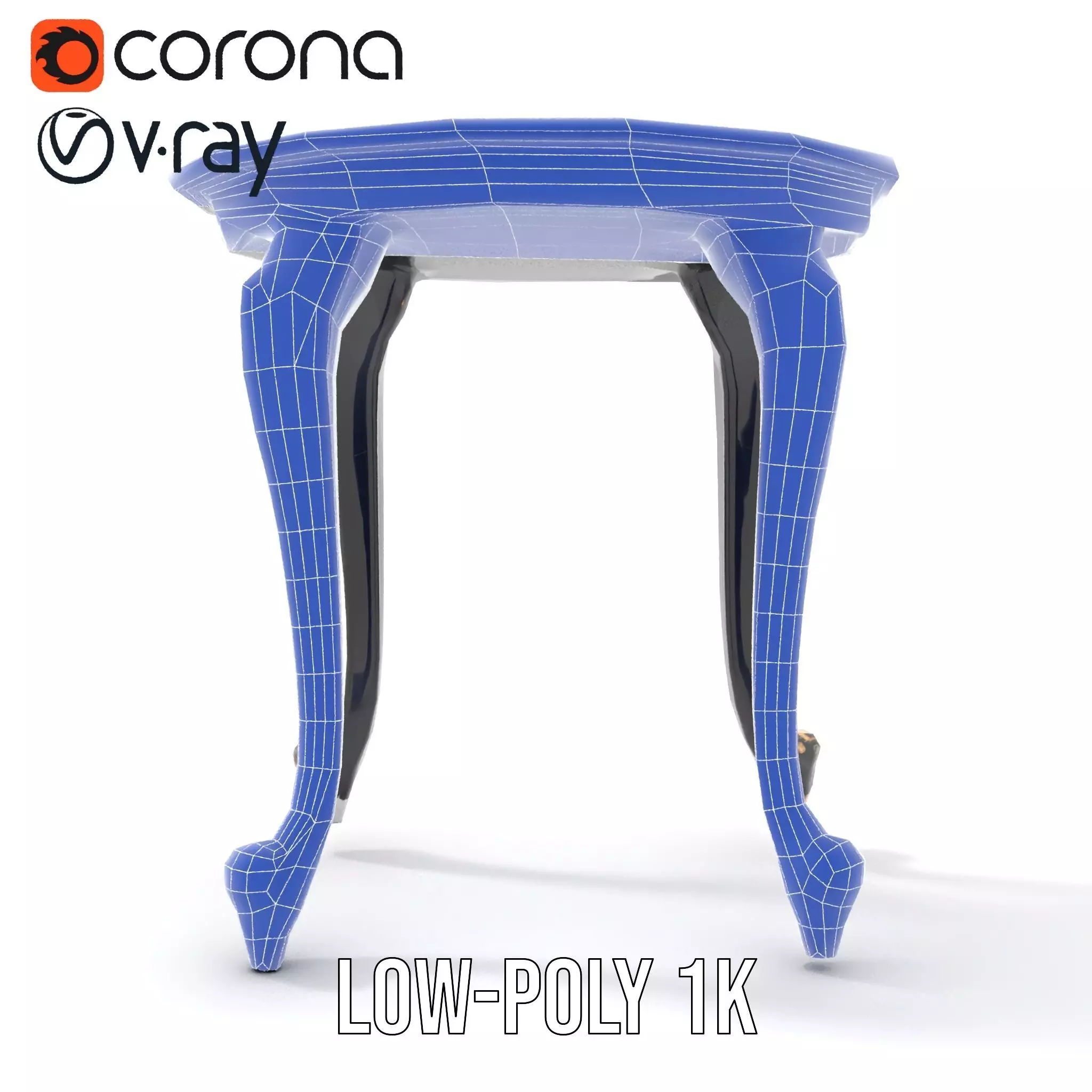 Elegant Black Mahogany Table model pack Low-poly 3D model_22