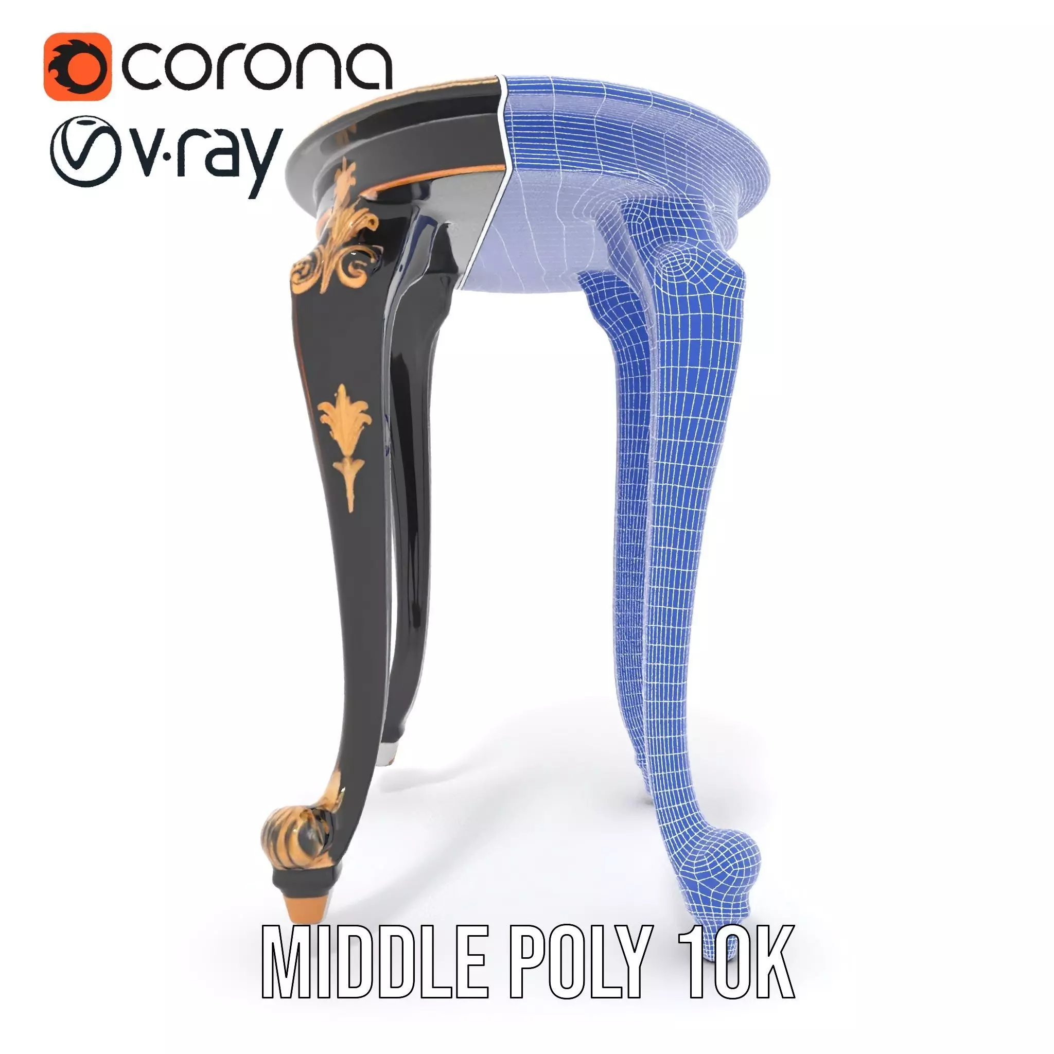 Elegant Black Mahogany Table model pack Low-poly 3D model_24