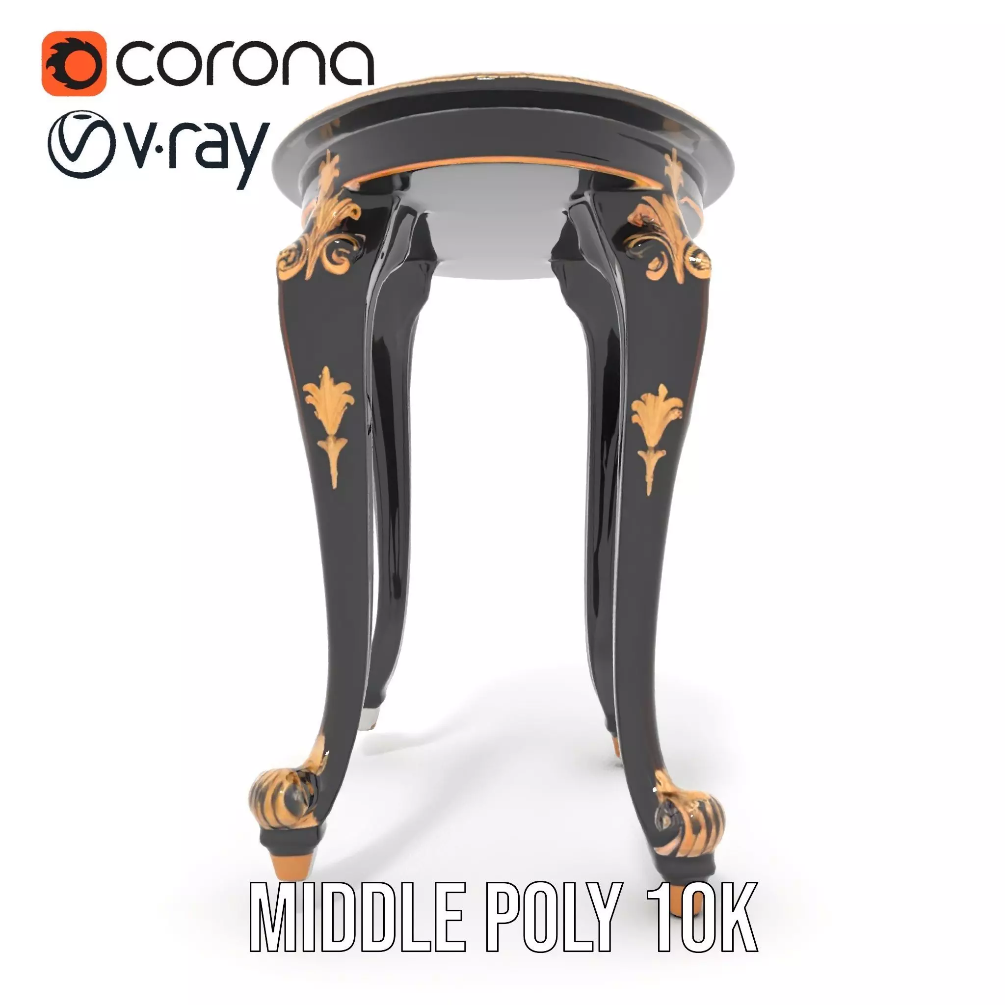 Elegant Black Mahogany Table model pack Low-poly 3D model_29