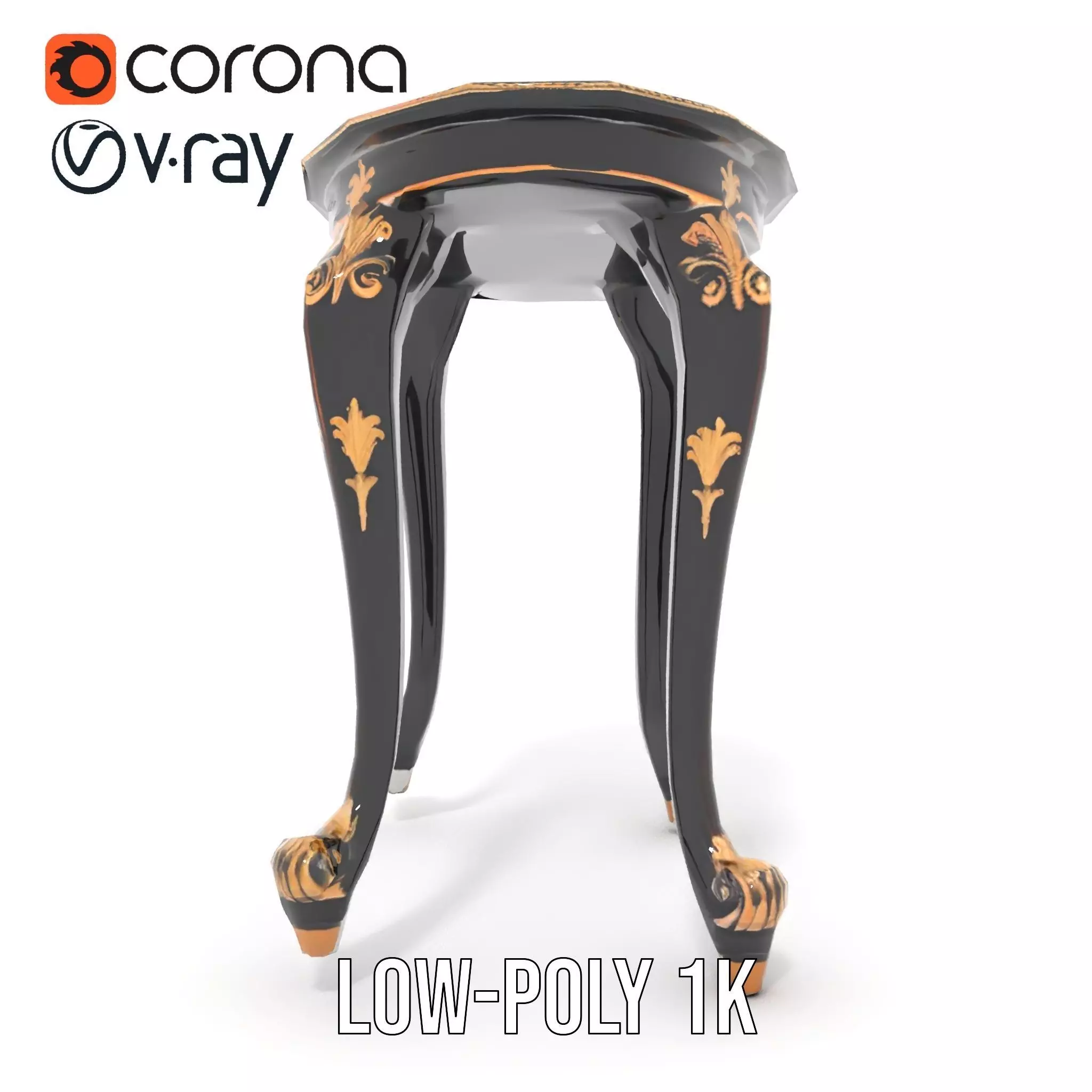 Elegant Black Mahogany Table model pack Low-poly 3D model_14
