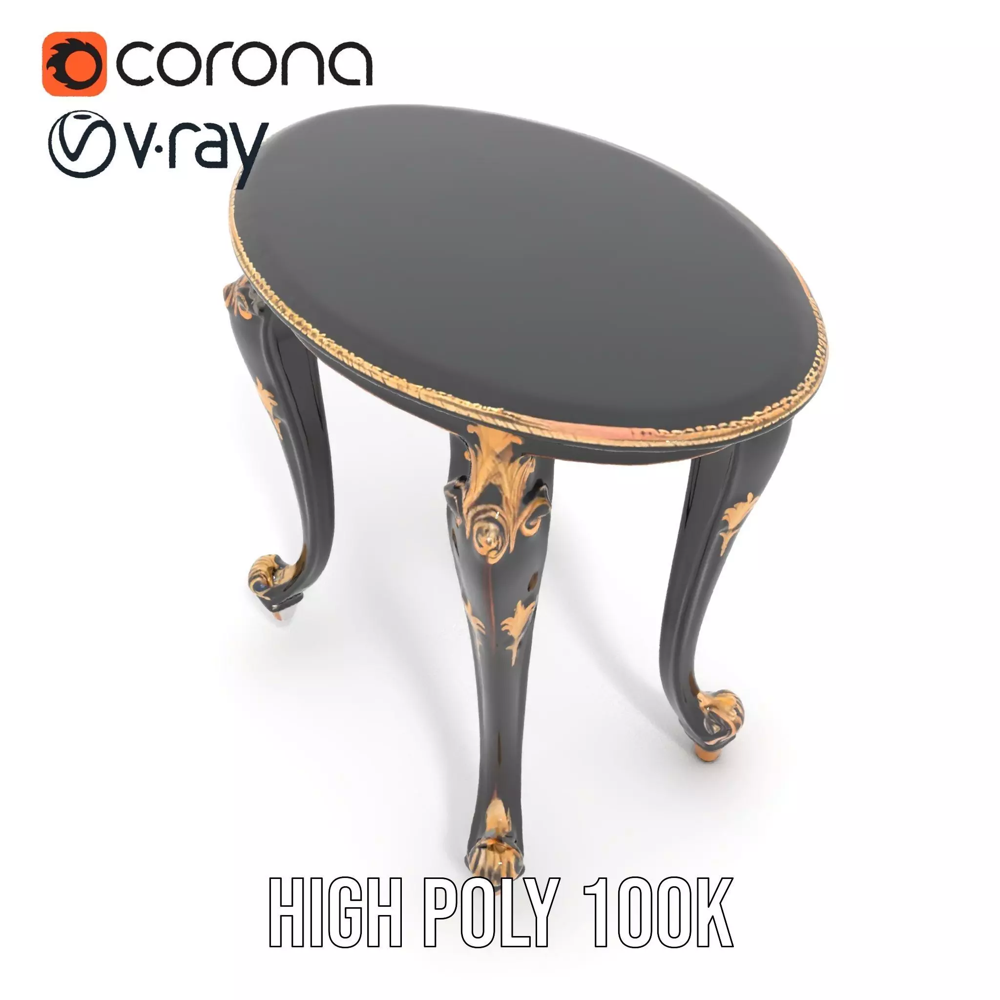 Elegant Black Mahogany Table model pack Low-poly 3D model_20