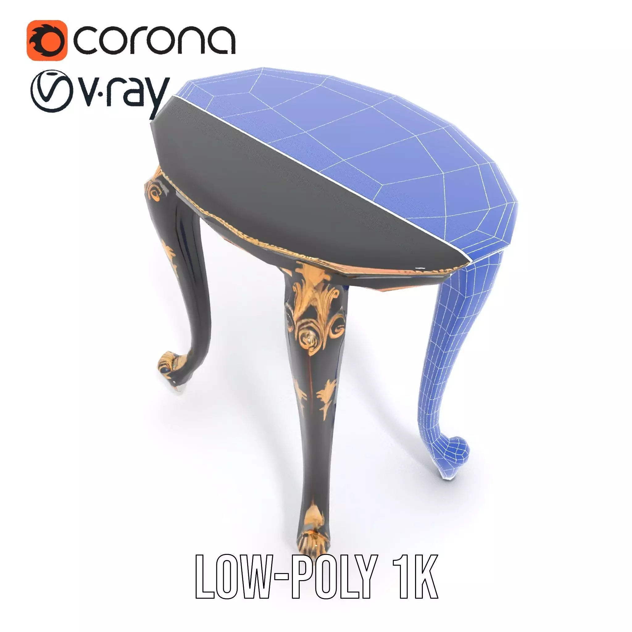 Elegant Black Mahogany Table model pack Low-poly 3D model_27