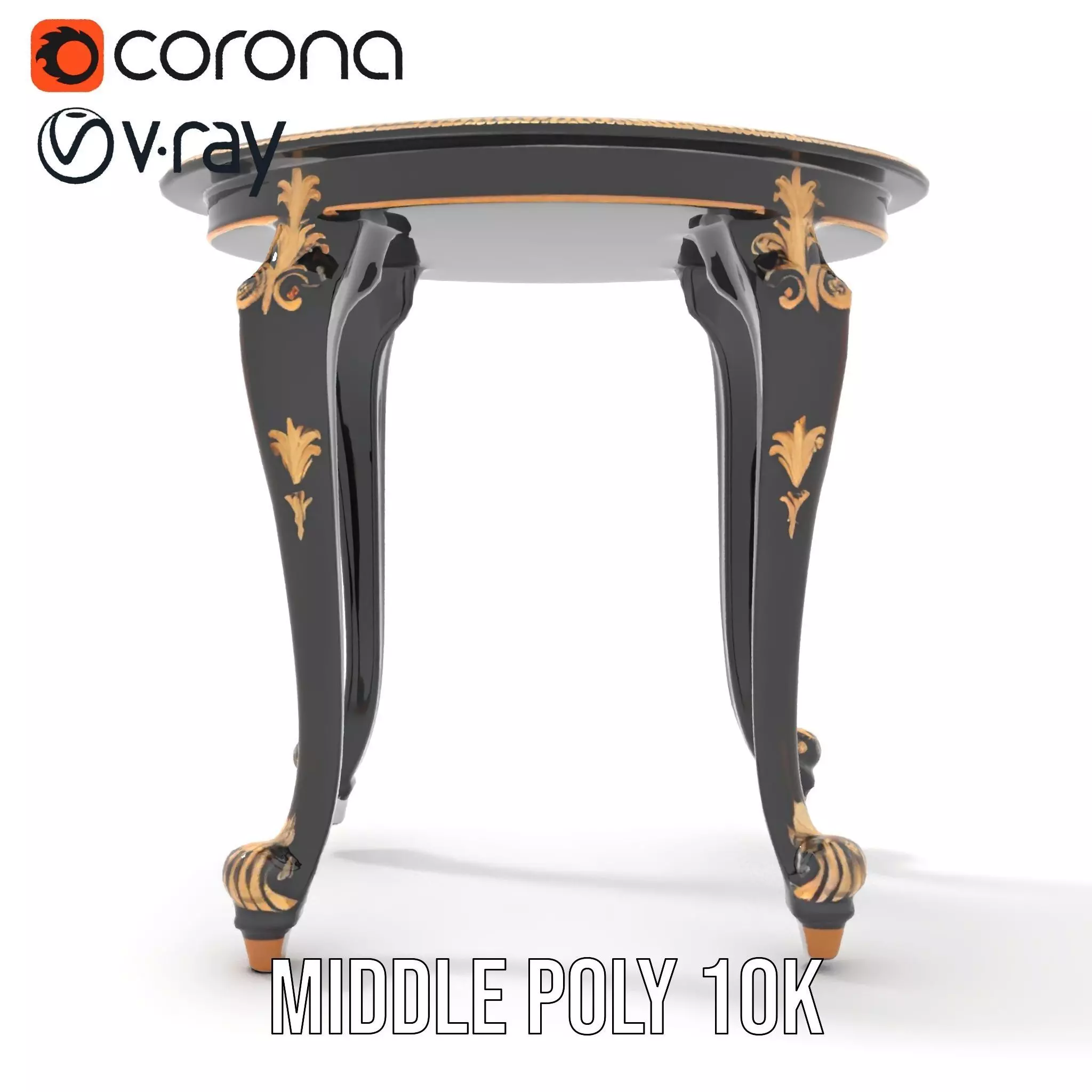 Elegant Black Mahogany Table model pack Low-poly 3D model_13