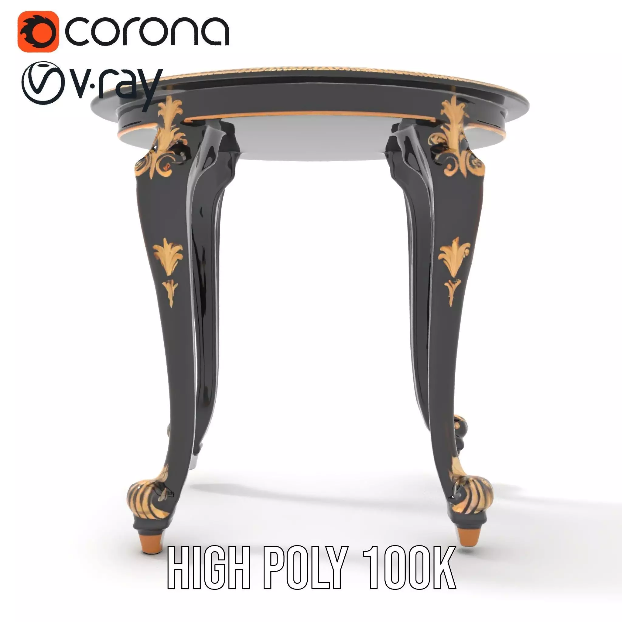 Elegant Black Mahogany Table model pack Low-poly 3D model_32