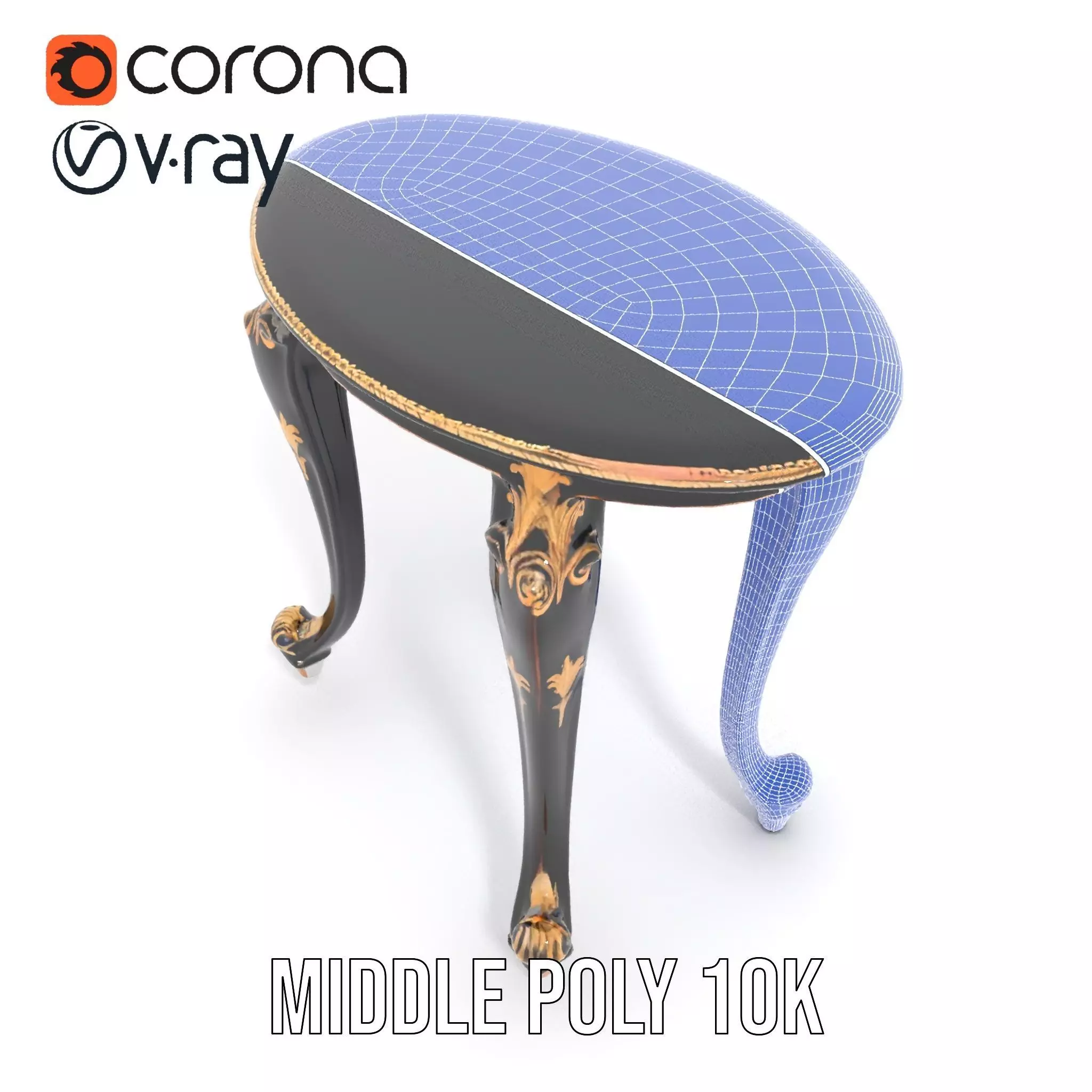 Elegant Black Mahogany Table model pack Low-poly 3D model_11