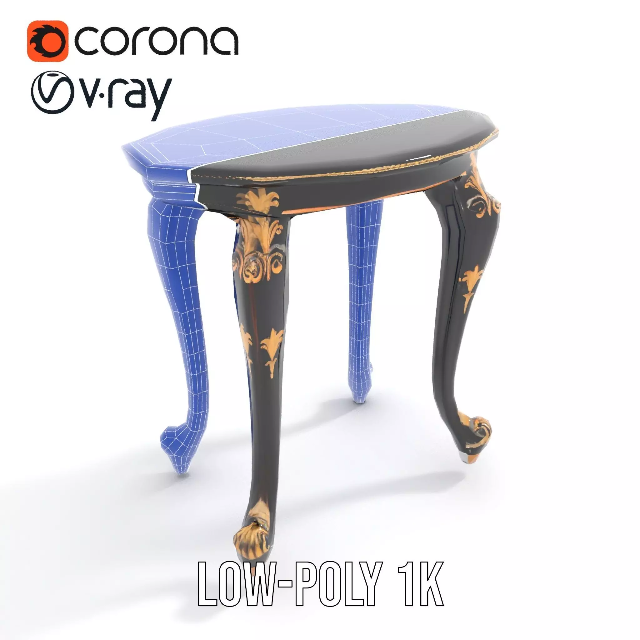 Elegant Black Mahogany Table model pack Low-poly 3D model_16