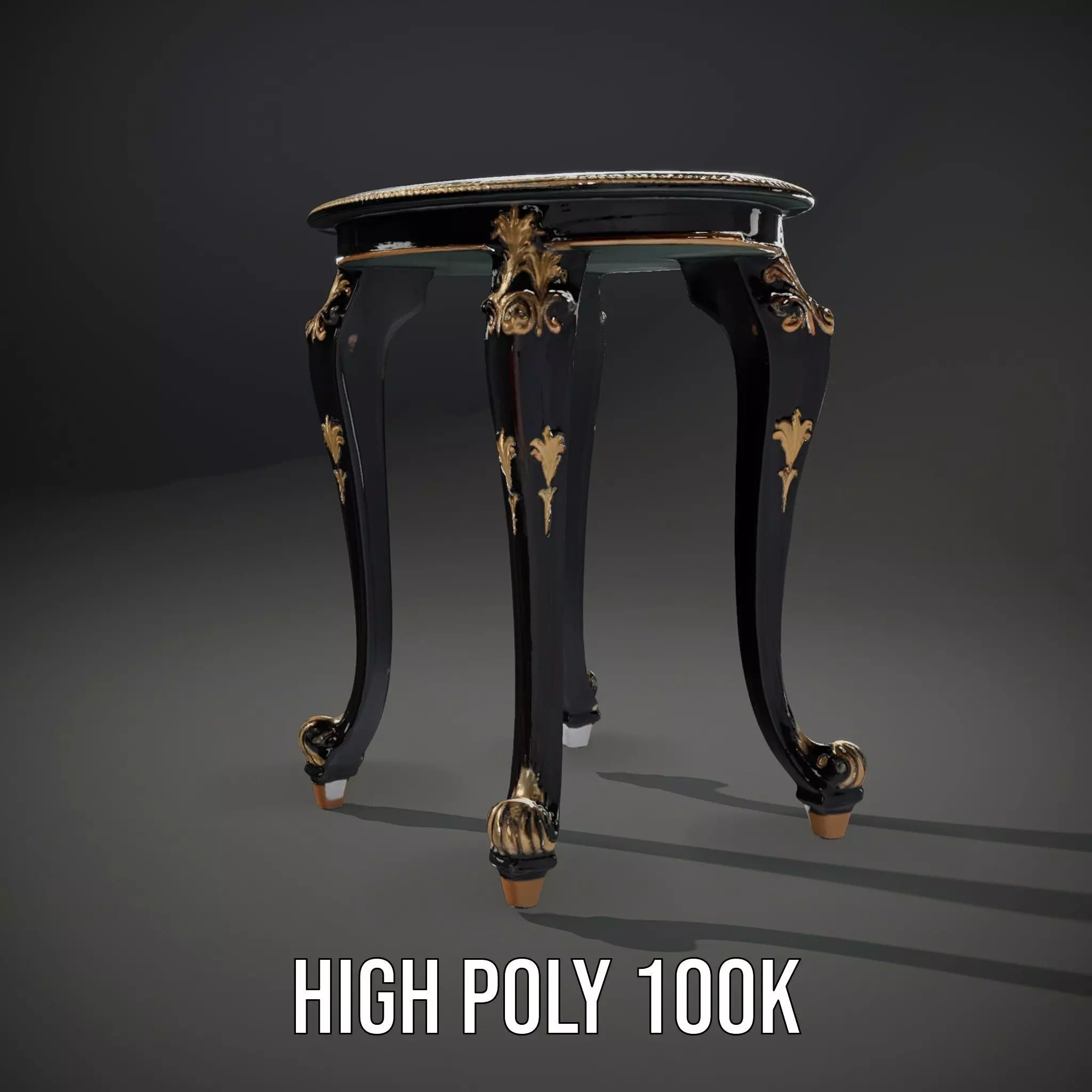 Elegant Black Mahogany Table model pack Low-poly 3D model_10