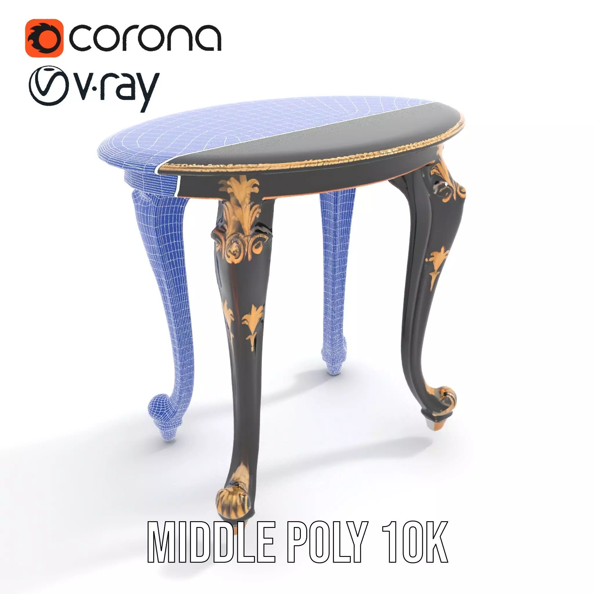 Elegant Black Mahogany Table model pack Low-poly 3D model_21