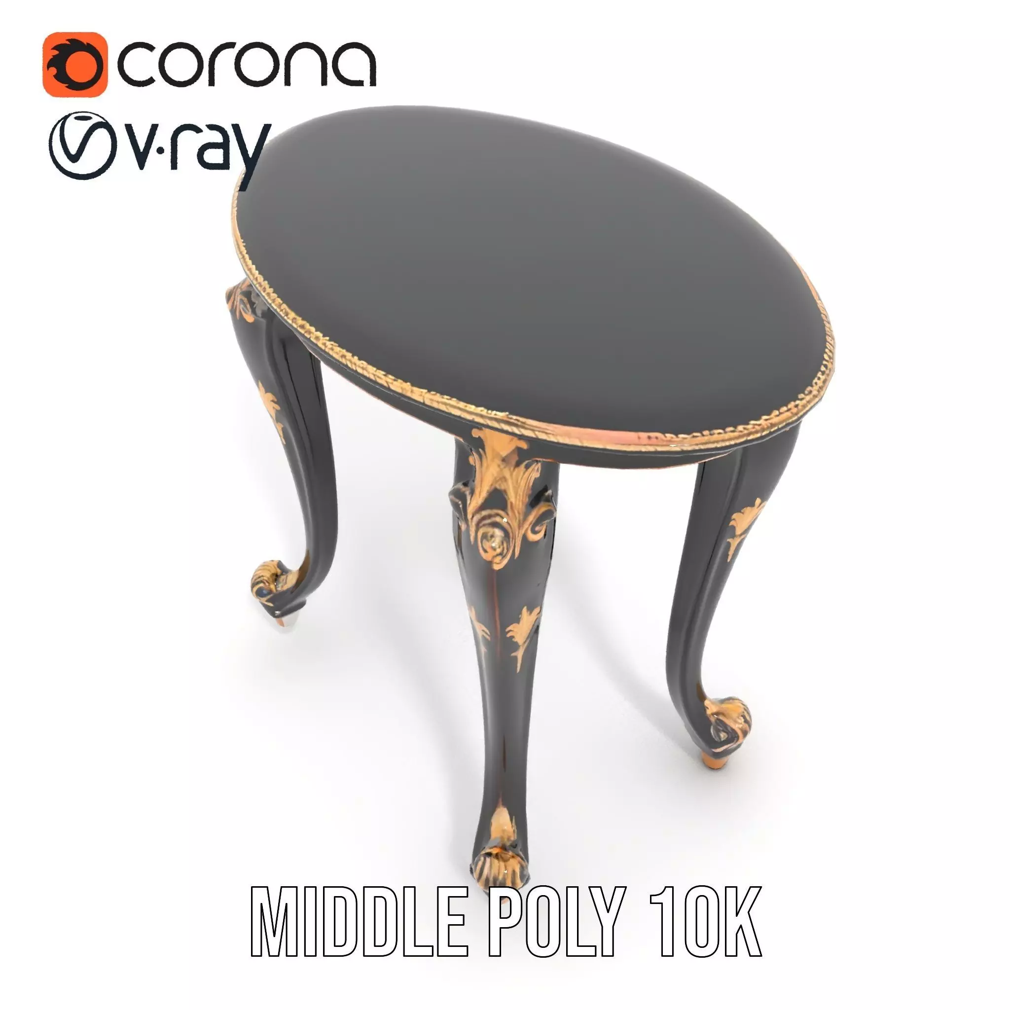 Elegant Black Mahogany Table model pack Low-poly 3D model_15