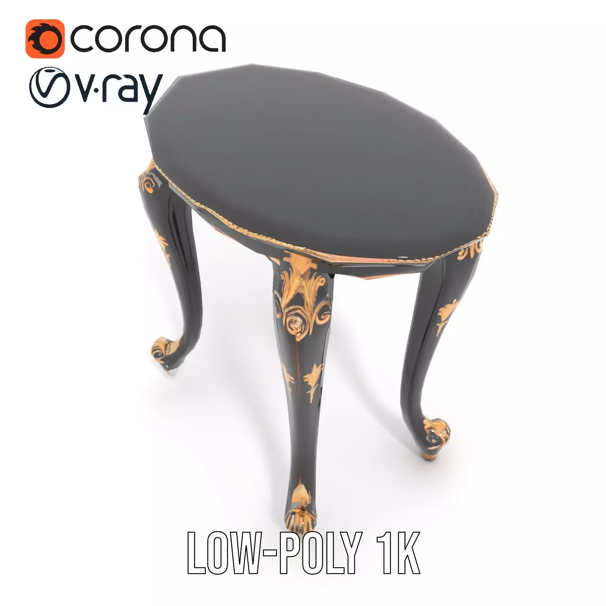 Elegant Black Mahogany Table model pack Low-poly 3D model_7
