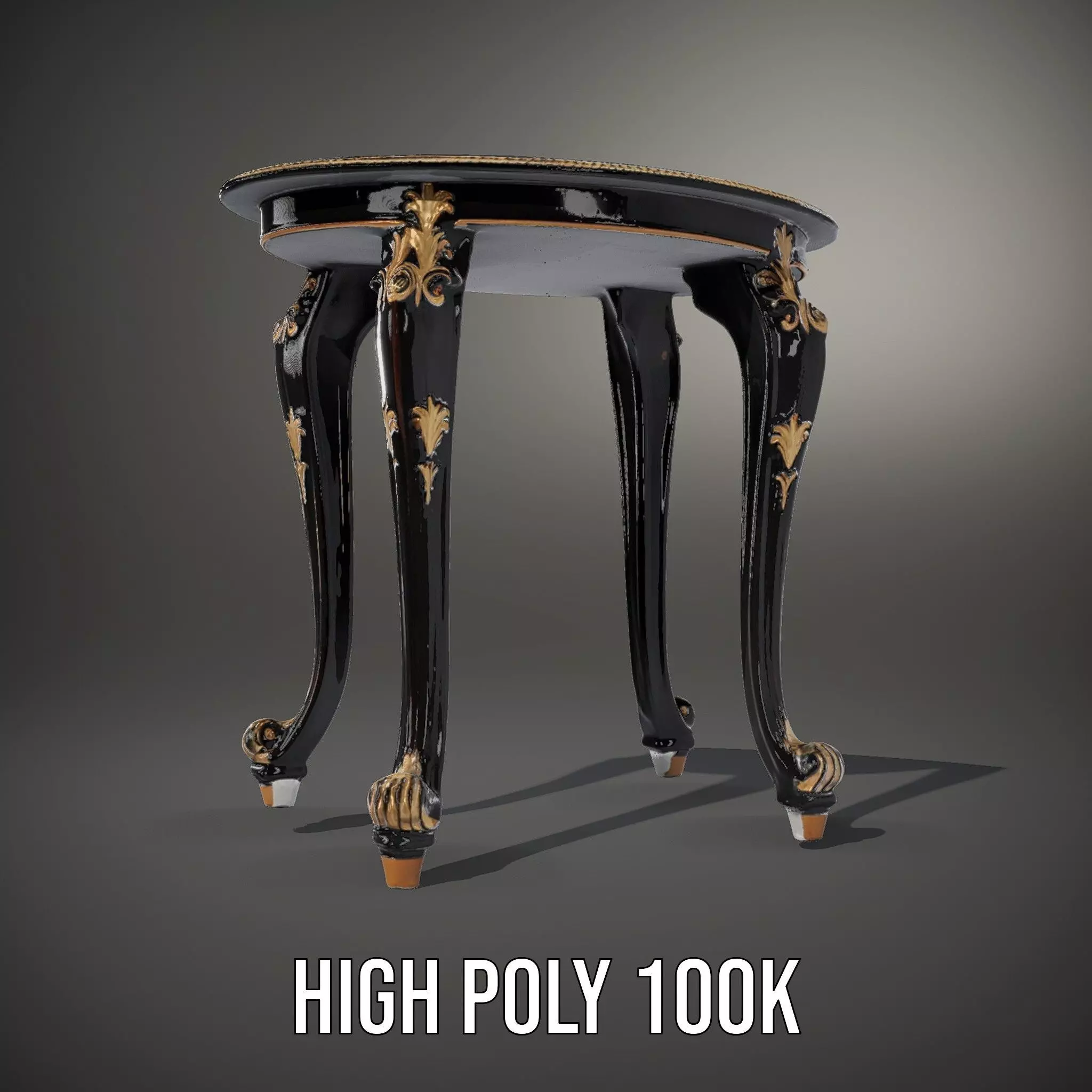 Elegant Black Mahogany Table model pack Low-poly 3D model_8