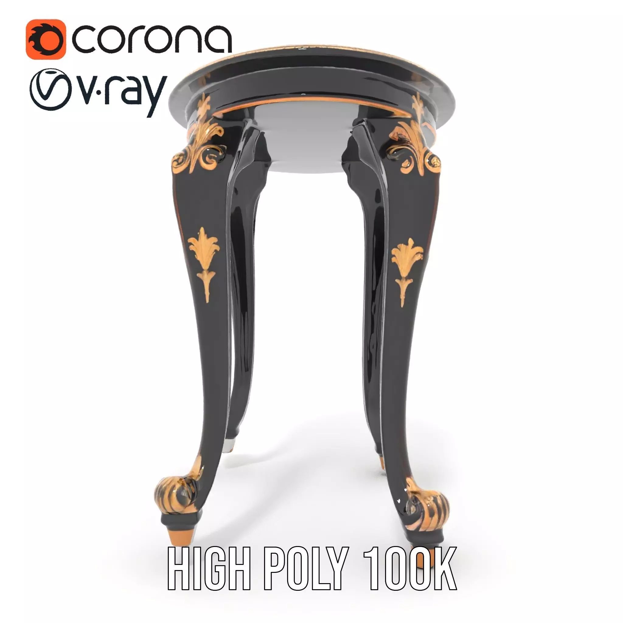 Elegant Black Mahogany Table model pack Low-poly 3D model_23