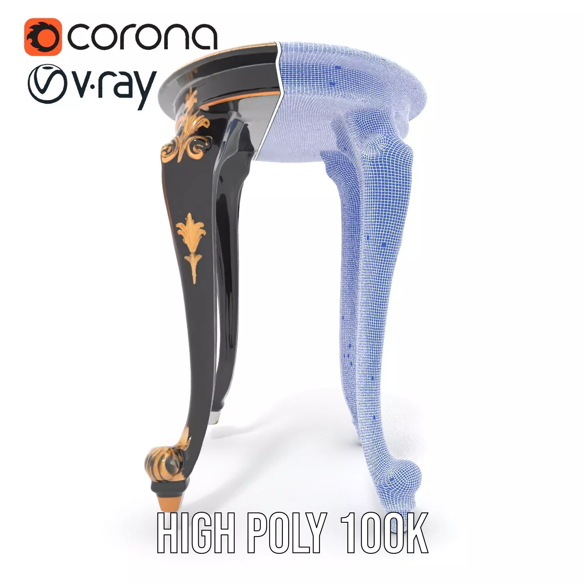 Elegant Black Mahogany Table model pack Low-poly 3D model_33