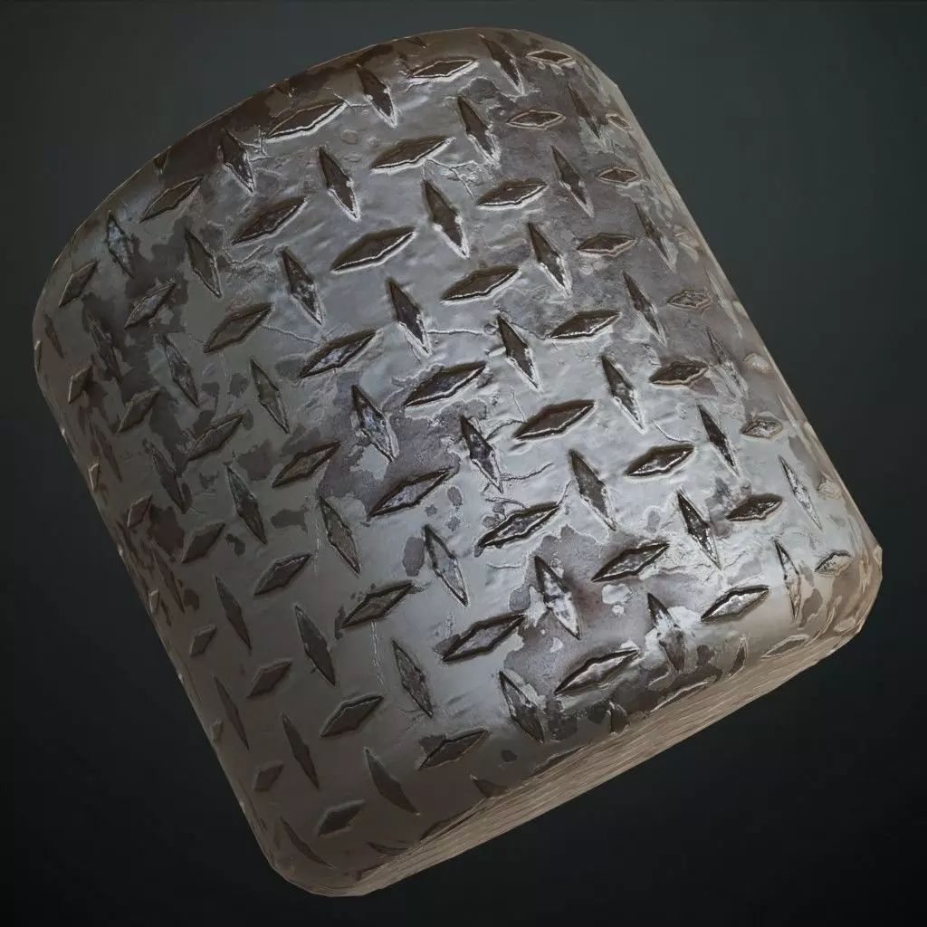 Rusted Pale Diamond Tread Plate Metal PBR Seamless Texture_1